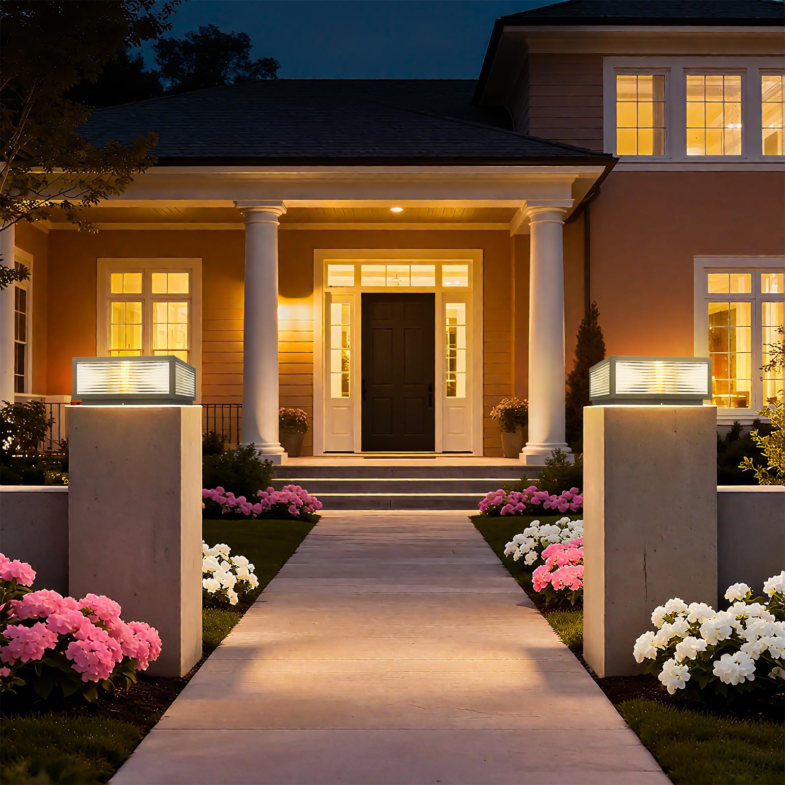 Lámparas Poste Lámpara Solar Luz Poste Lámparas Tapas Columna Cuadradas Impermeables Al Aire Libre Luz Linterna Columna Grande Luz Pilar Vivienda Exterior Luz Tapa Cubierta Cerca Jardín Patio Patio