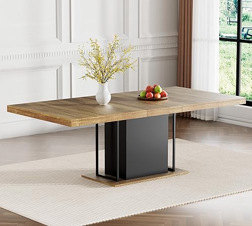 Miniatura 9 de Pvillez Juego de mesa de comedor moderno de 55.1 pulgadas para 4, mesa de cocina rectangular y sillas para 4, mesa de comedor de madera con 4 sillas