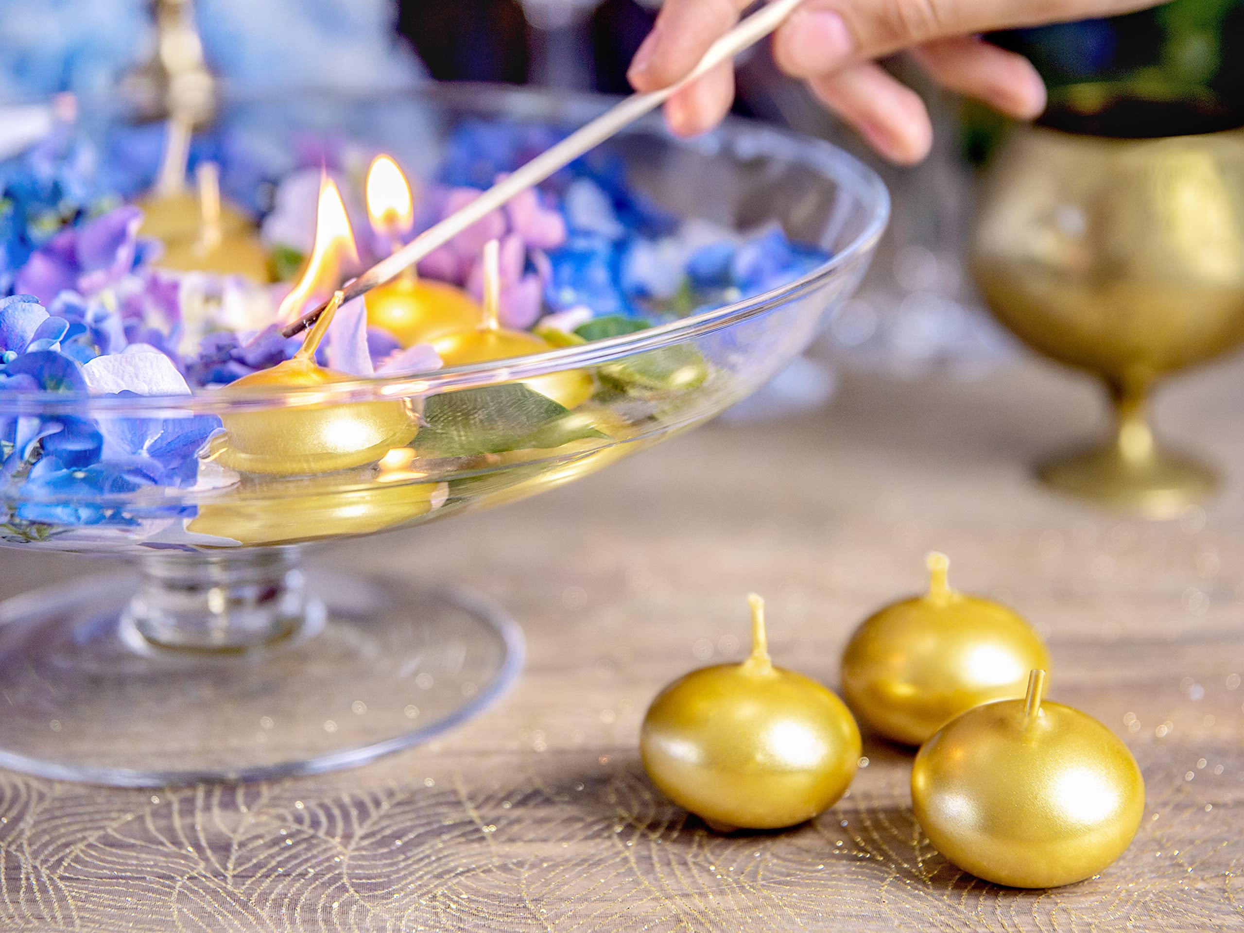PartyDeco, Candele Galleggianti, per Matrimonio, Cerimonie, 50 unità, Oro