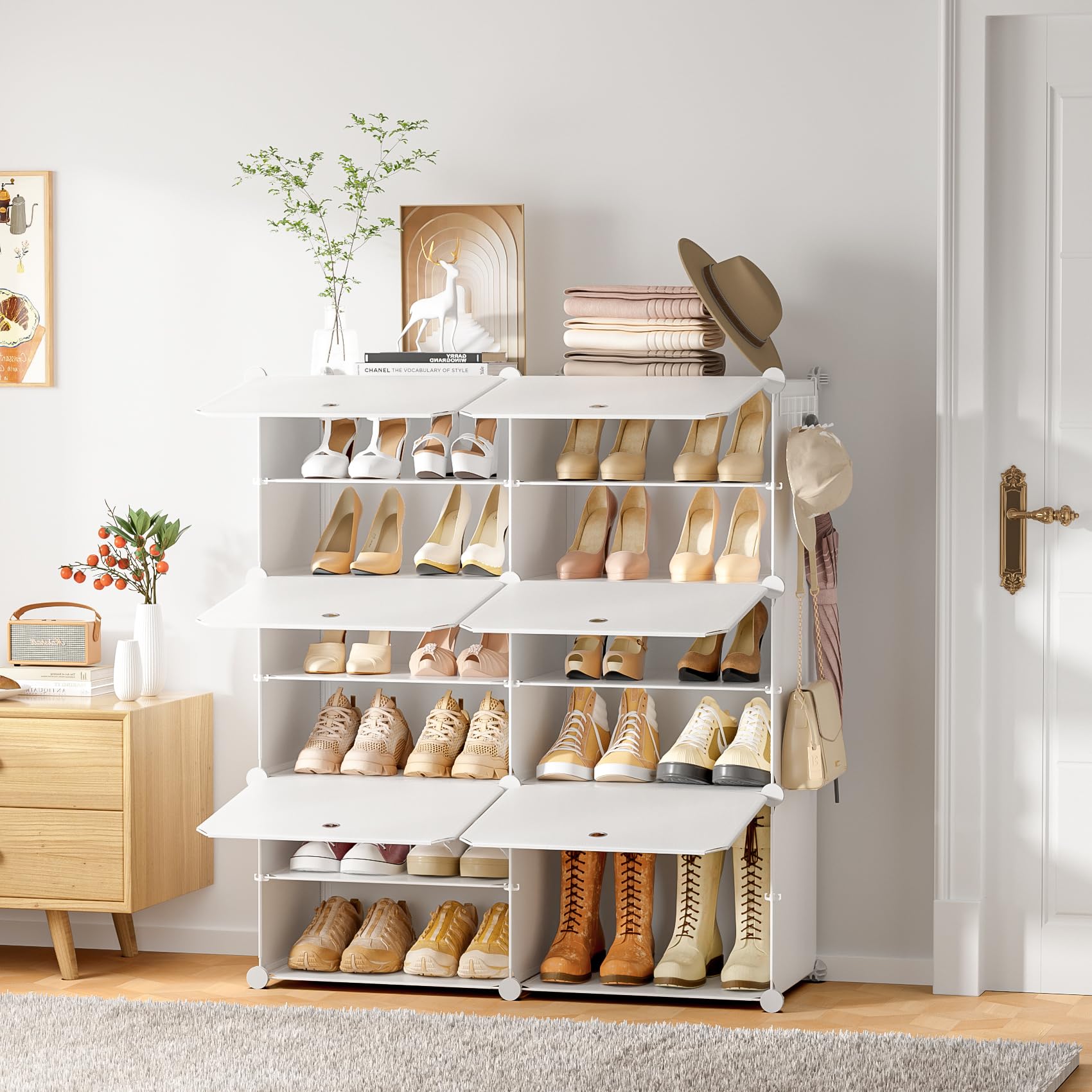 Étagère à Chaussures à 10 Niveaux, Range-Chaussure, Porte-Chaussure