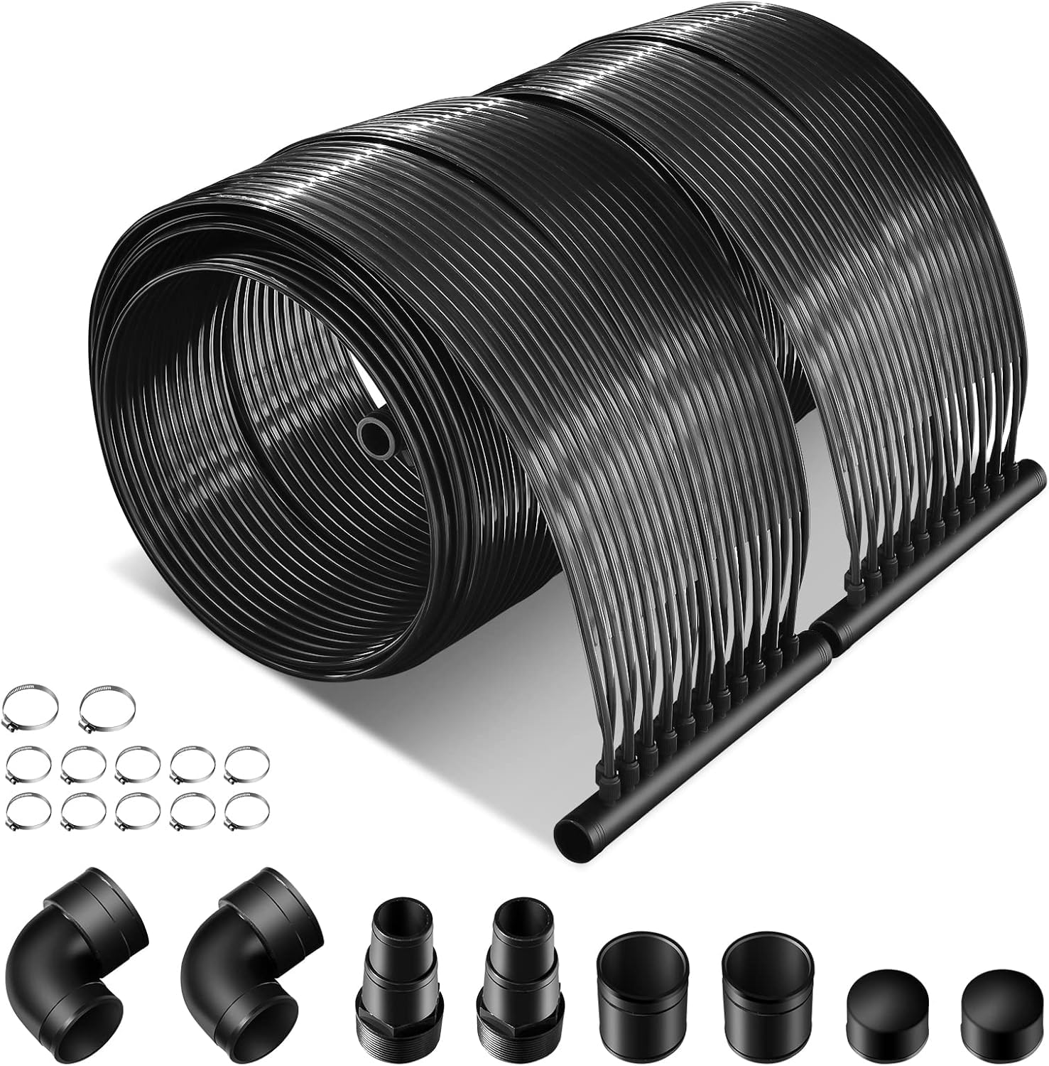 FANTASK Colector Solar para Piscina de 300 x 75 cm, calefacción Solar de plástico Resistente a los Rayos UV, para Piscinas de hasta 12000 L, Color Negro