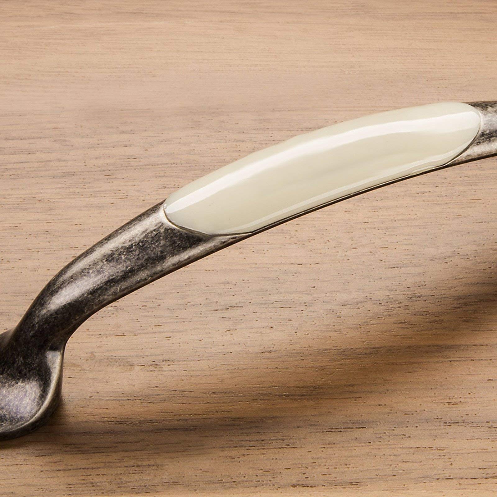 thumbnail: 10 SOTECH Meubelgrepen – Stilgriff, Boorgatafstand 128 Mm, Oudzilver/crème, Aluminium, Inclusief Schroeven