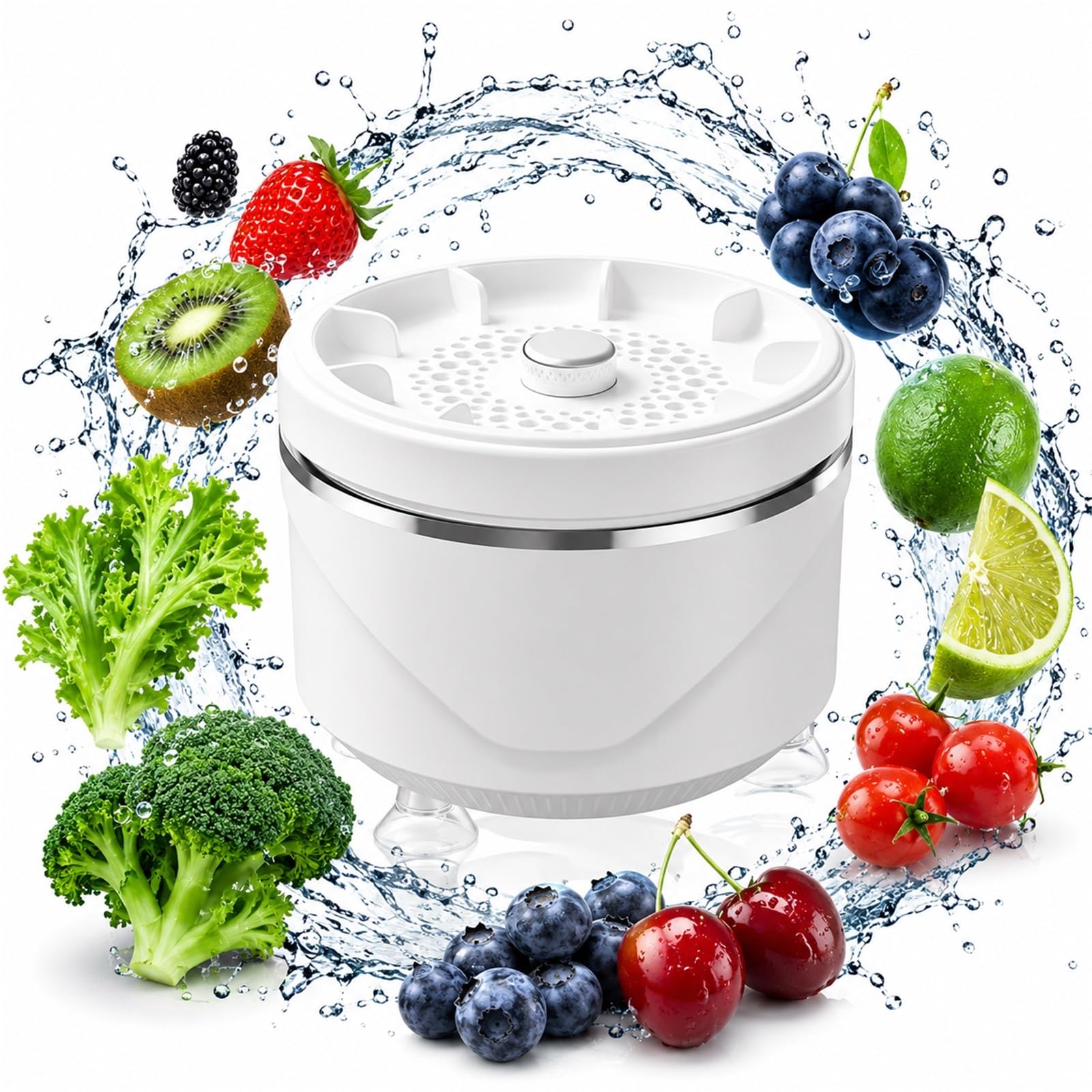 Fruit and Vegetable Cleaner Device Portable Produce Wash Machine with Vortex Cleaning and Titanium Electrolysis for Berries Grapes Veggies Seed Food Purifier