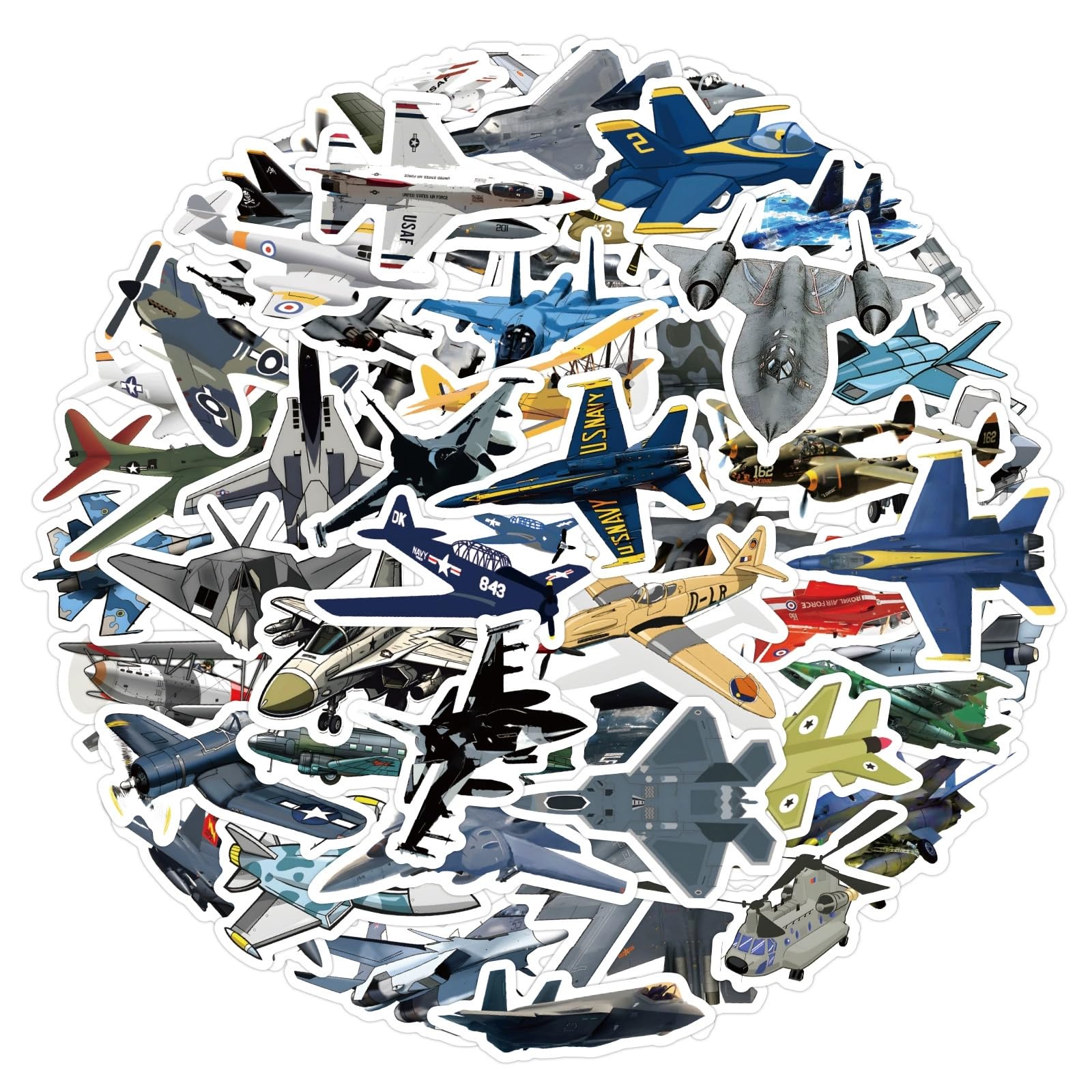 Kids Teens Airplane Stickers 50PCS Fighter Plane Stickers Military Aircraft Stickers for Teens Boys Men Laptop Water Bottles Helmet Luggage Phone Skateboard Bike Bumper - Image 4