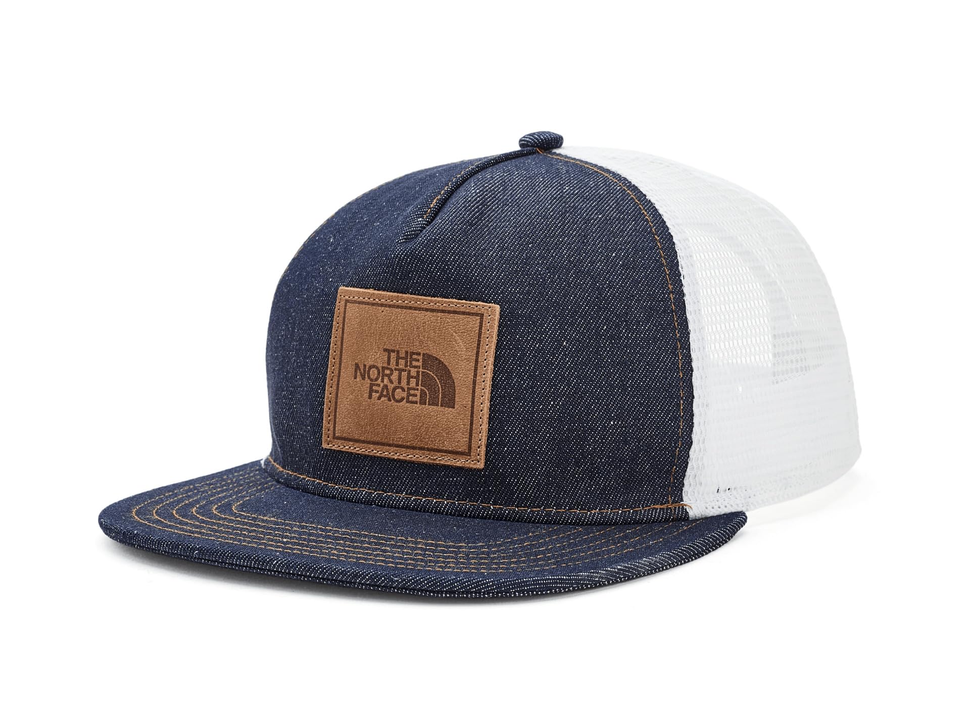 The North Face Unisex TBD Jimmy Chin Trucker Hat, Denim/Leather Patch, One Size
