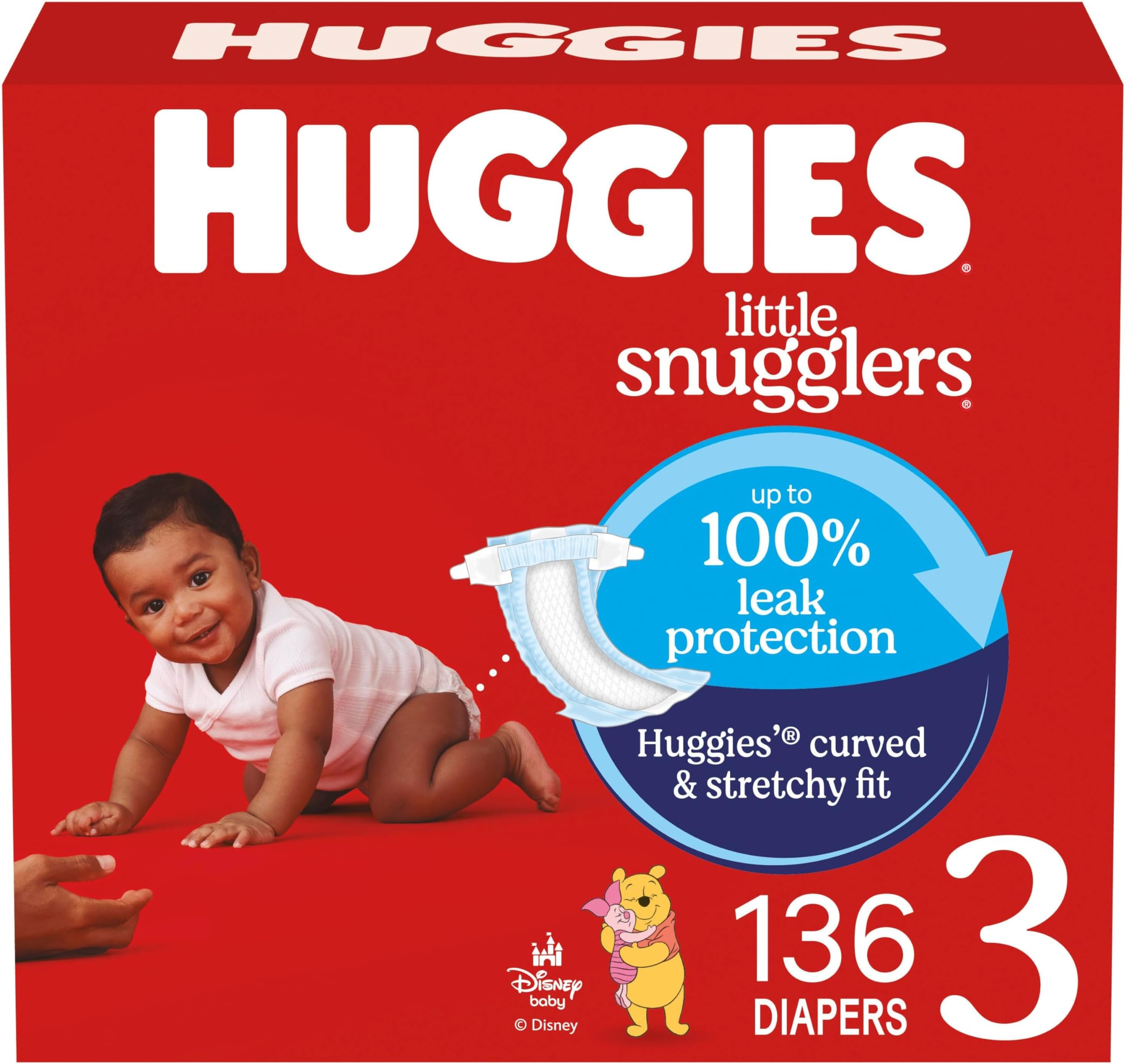 Huggies Little Snugglers Baby Diapers, Size 3, 136 Ct