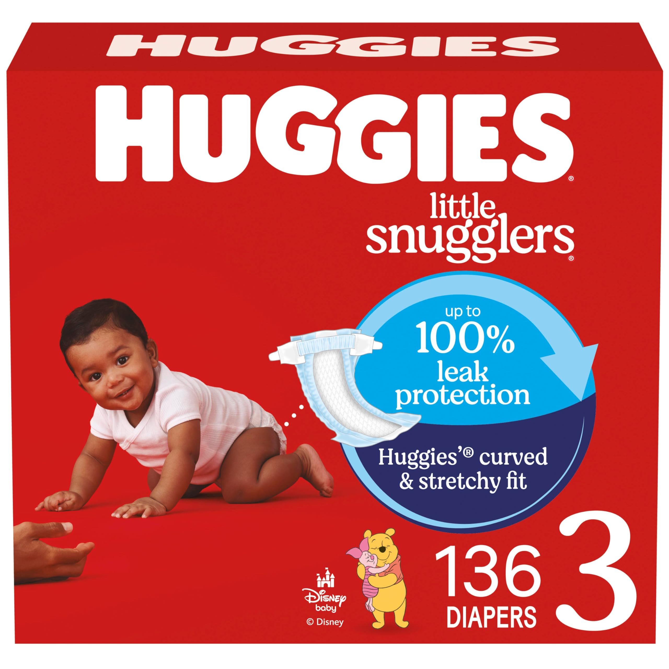 Huggies Little Snugglers Baby Diapers, Size 3, 136 Ct