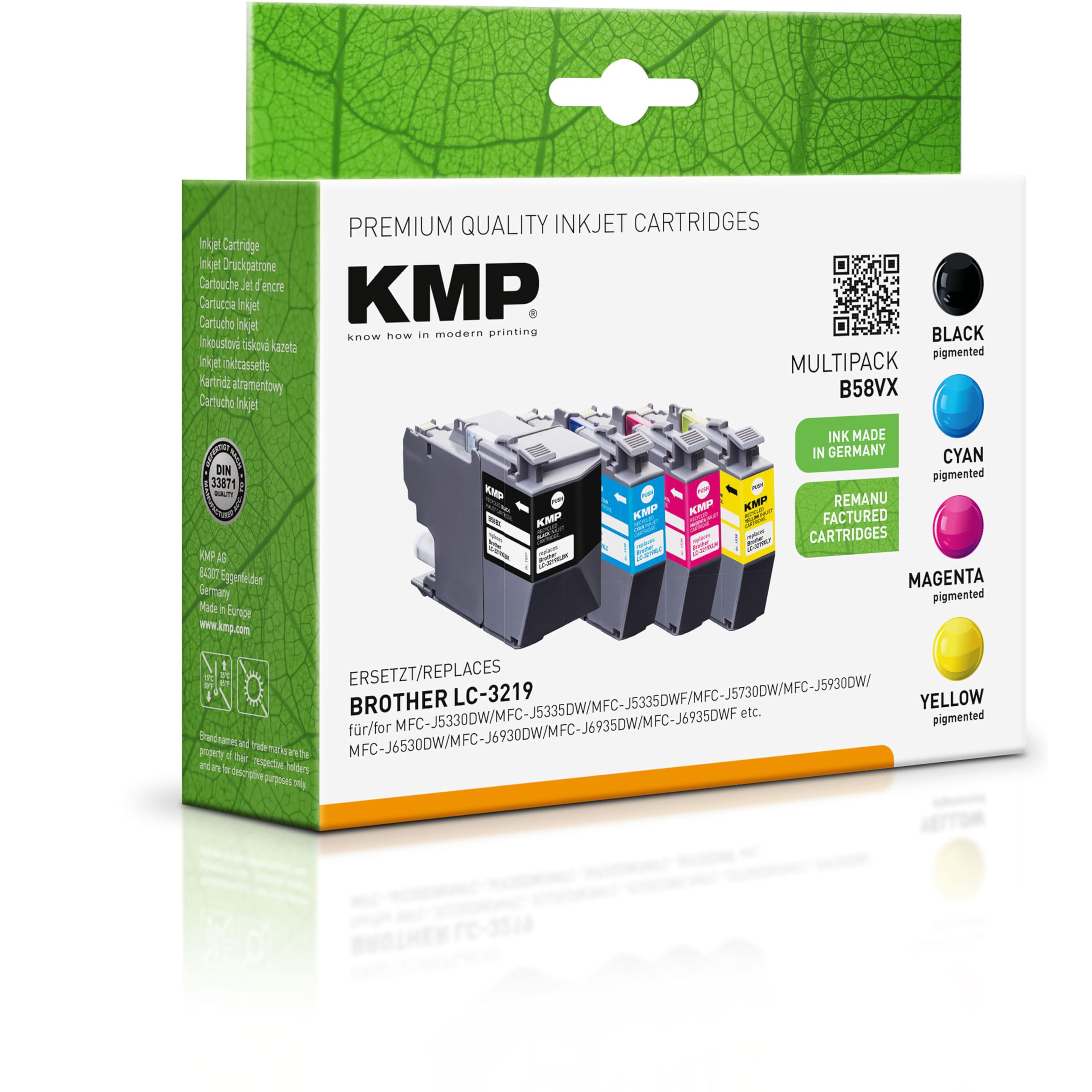 KMP Tintenpatrone passend für Brother LC3219XLBK, LC3219XLC Multipack - B58VX - für MFC-J5330DW, MFC-J5335DW, MFC-J5335DWF, MFC-J5730DW, MFC-J... etc.