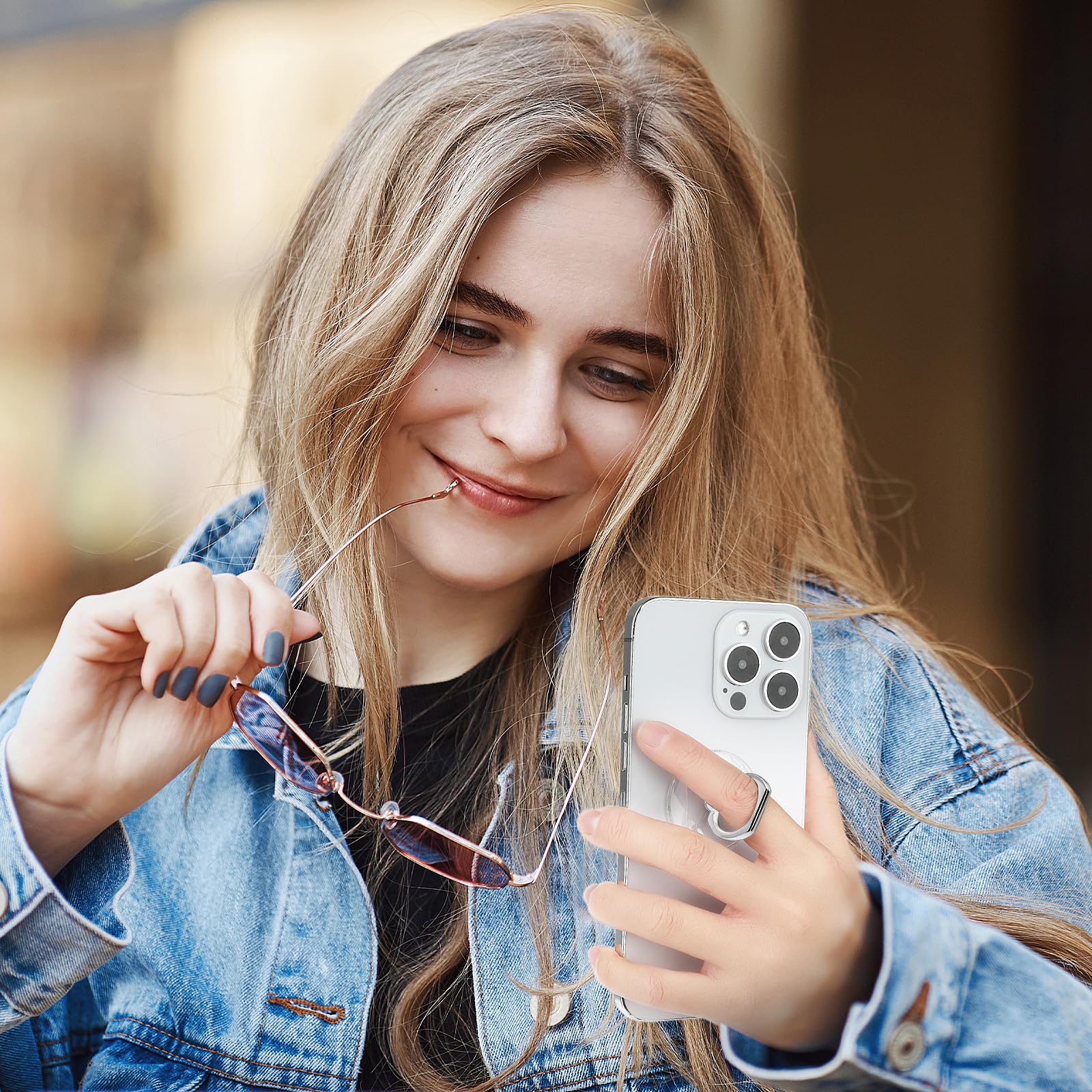 COMNICO Uchwyt na pierścień na telefon komórkowy, 4 sztuki, przezroczysty uchwyt na palec, stojak na pierścionek, obracany o 360 stopni, stojak na pierścionki, kompatybilny z różnymi telefonami