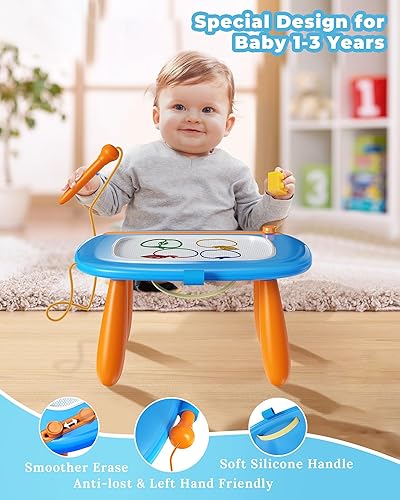 Miniatura 4 de bravokids Tabla de dibujo para niños, juguetes para niños pequeños de 1 a 2 años, juguetes educativos de aprendizaje, almohadilla de dibujo