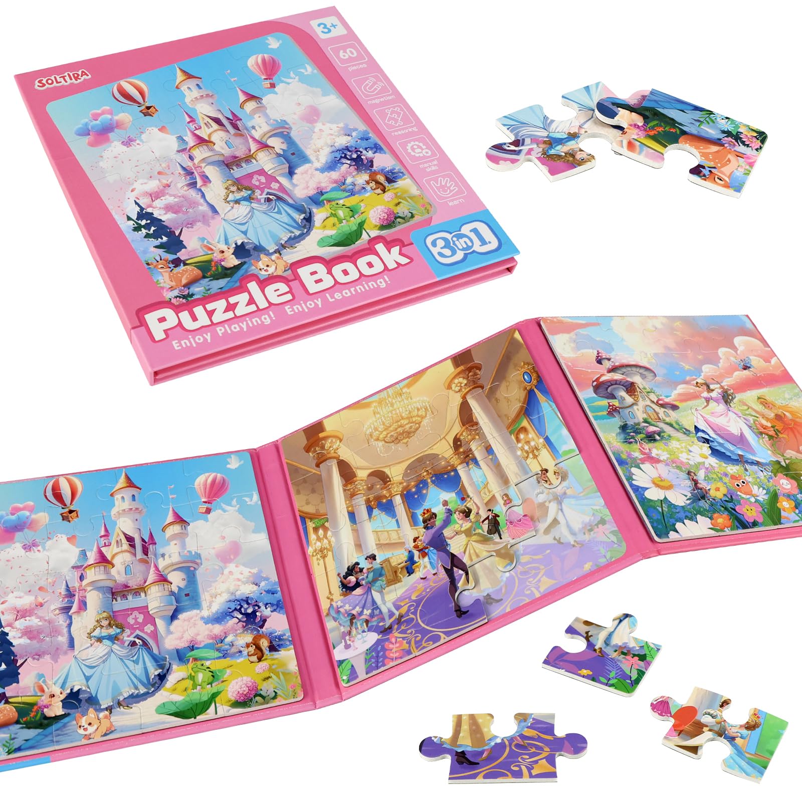 SOLTIRA Magnetische Puzzle für Kinder im Autofahrt Flugzeug, Geburtstagsgeschenk