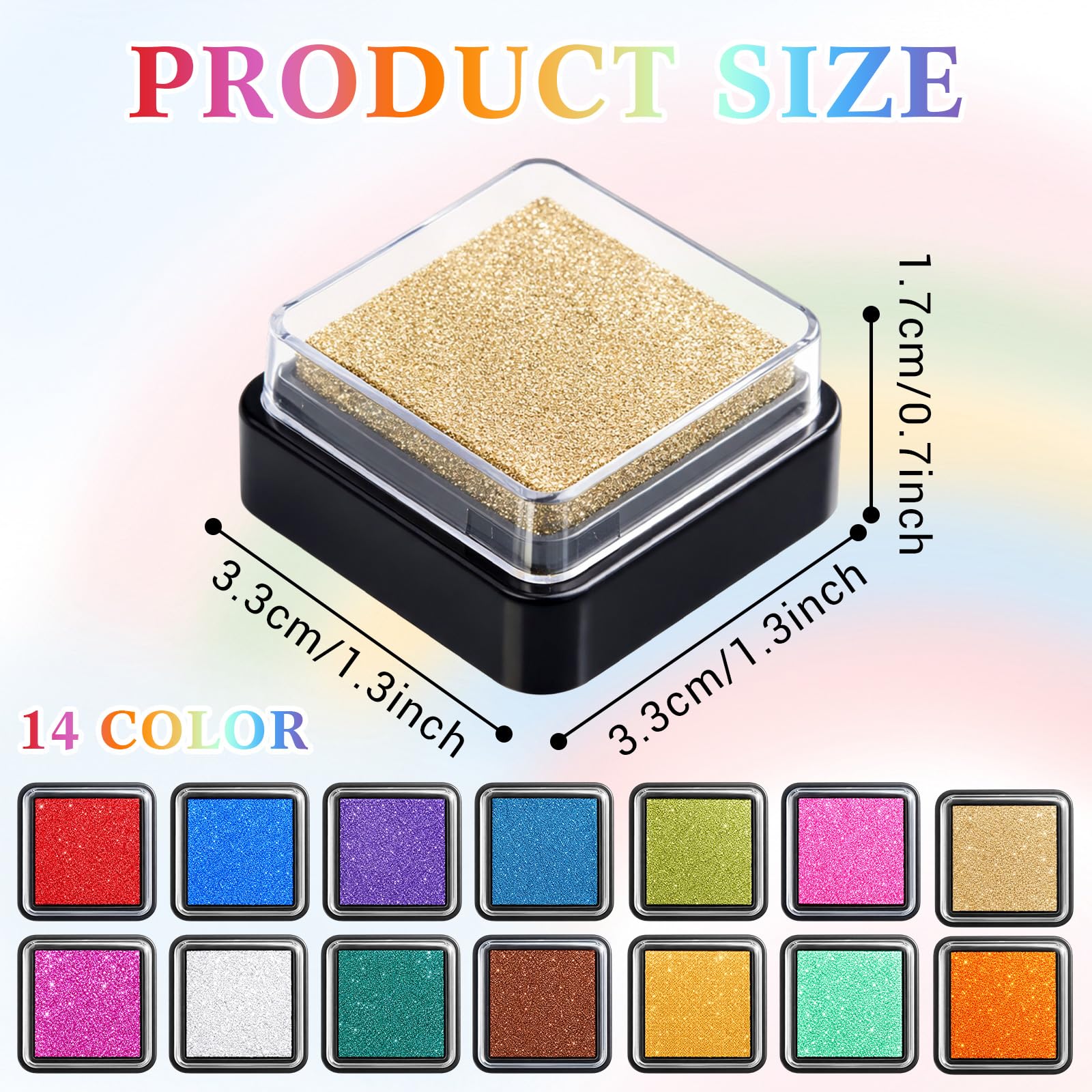 Glitter Ink Pads - 14 Colors for Stamps & Scrapbooking -2