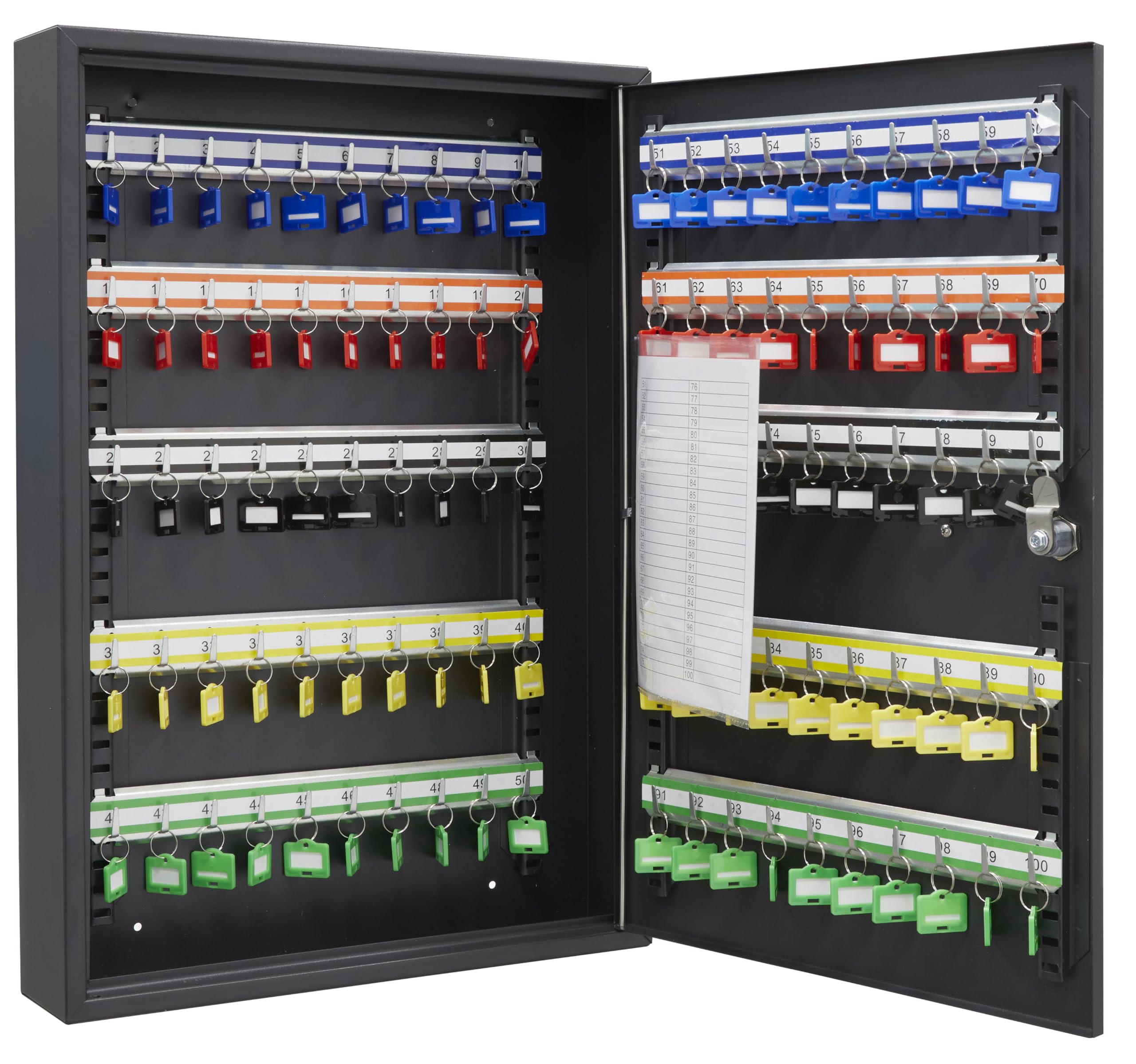 Arregui PL100EN Cassetta Portachiavi con Ganci Regolabili | Armadietto per 100 Chiavi | Cassetta di Sicurezza | Appendichiavi con Serratura Elettronica IP65 | Codici Programmabili | 55x38x8cm | nero
