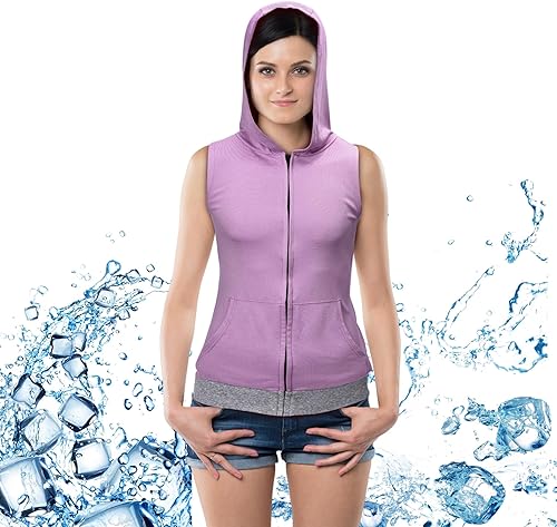 Sukeen Chaleco refrescante unisex, suave y transpirable, chaleco deportivo sin mangas con capucha