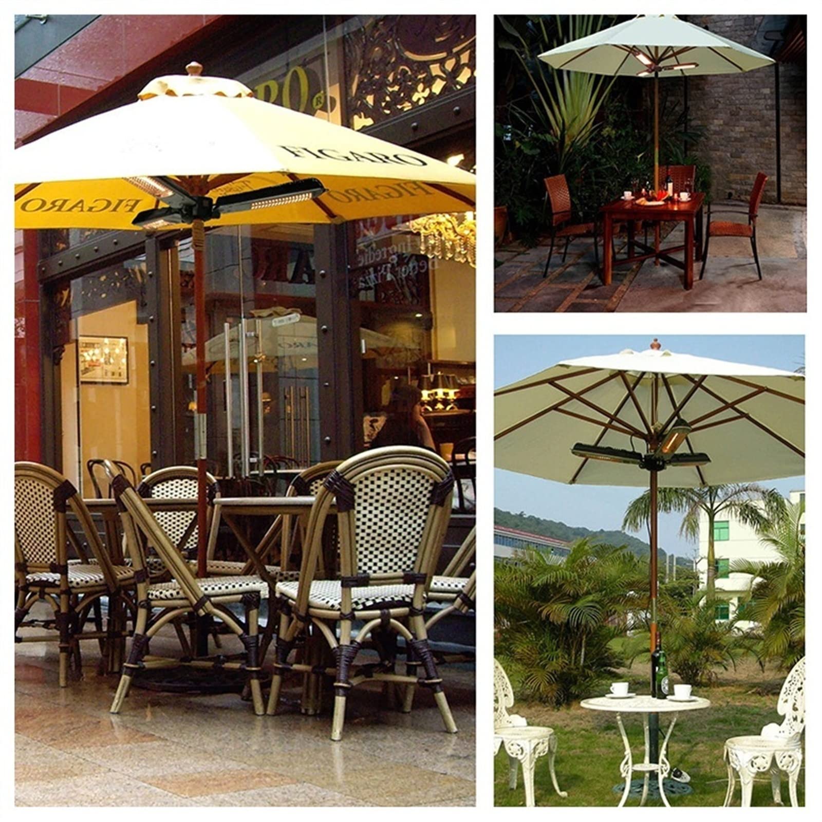 Stufa Elettrica Riscaldatore del patio elettrico, riscaldatore a infrarossi esterna pieghevole da 2000 W con 3 pannelli di riscaldamento, riscaldatore ombrello Patio super silenzioso, IP44 impermeabil