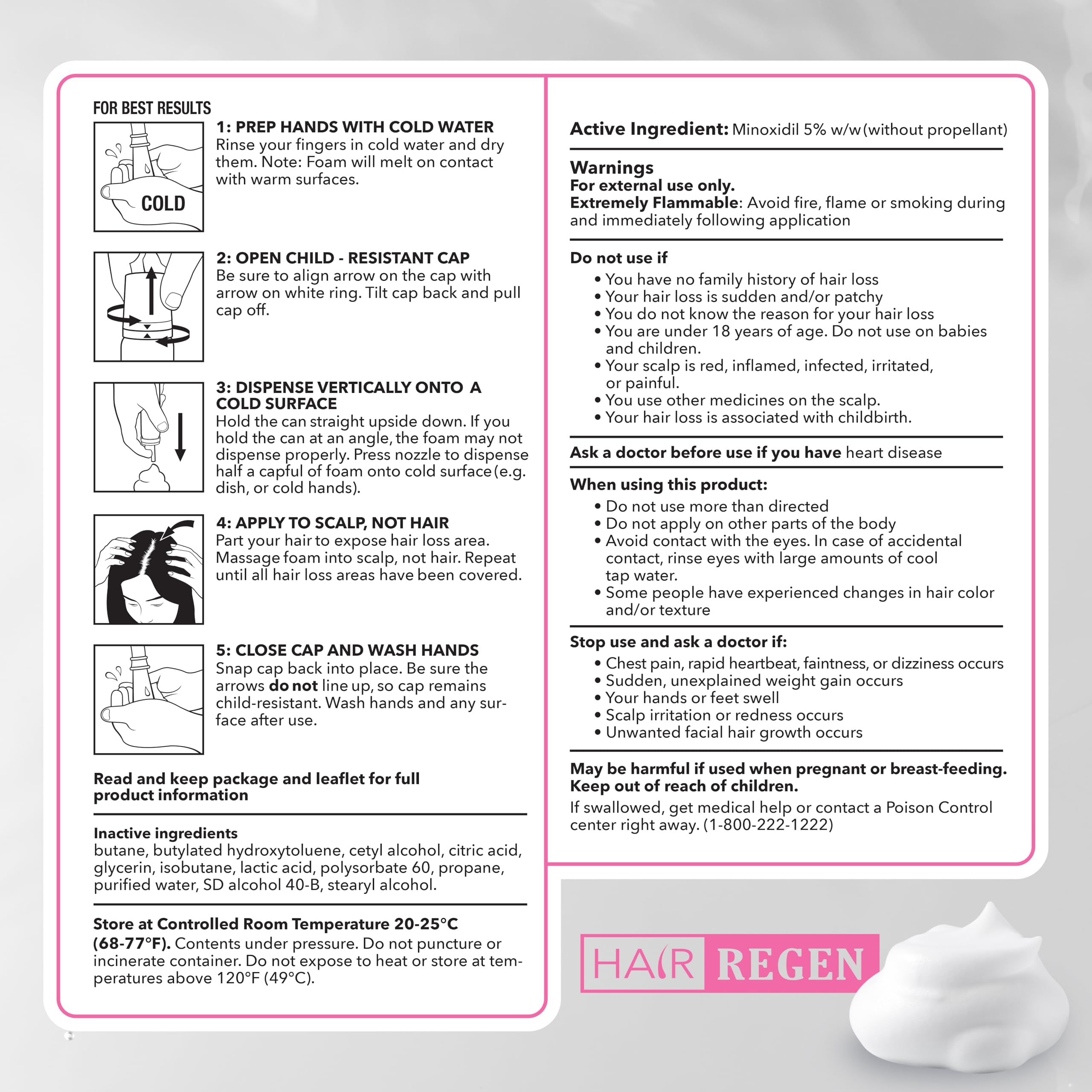 Minoxidil Foam for Women 5% Percent - Women's Hair Growth Treatment for Her - Topical Foaming Minoxidil for Women - Great for Hair Regrowth and Reduce Hair Loss - 6 Pack as 6 Month Supply