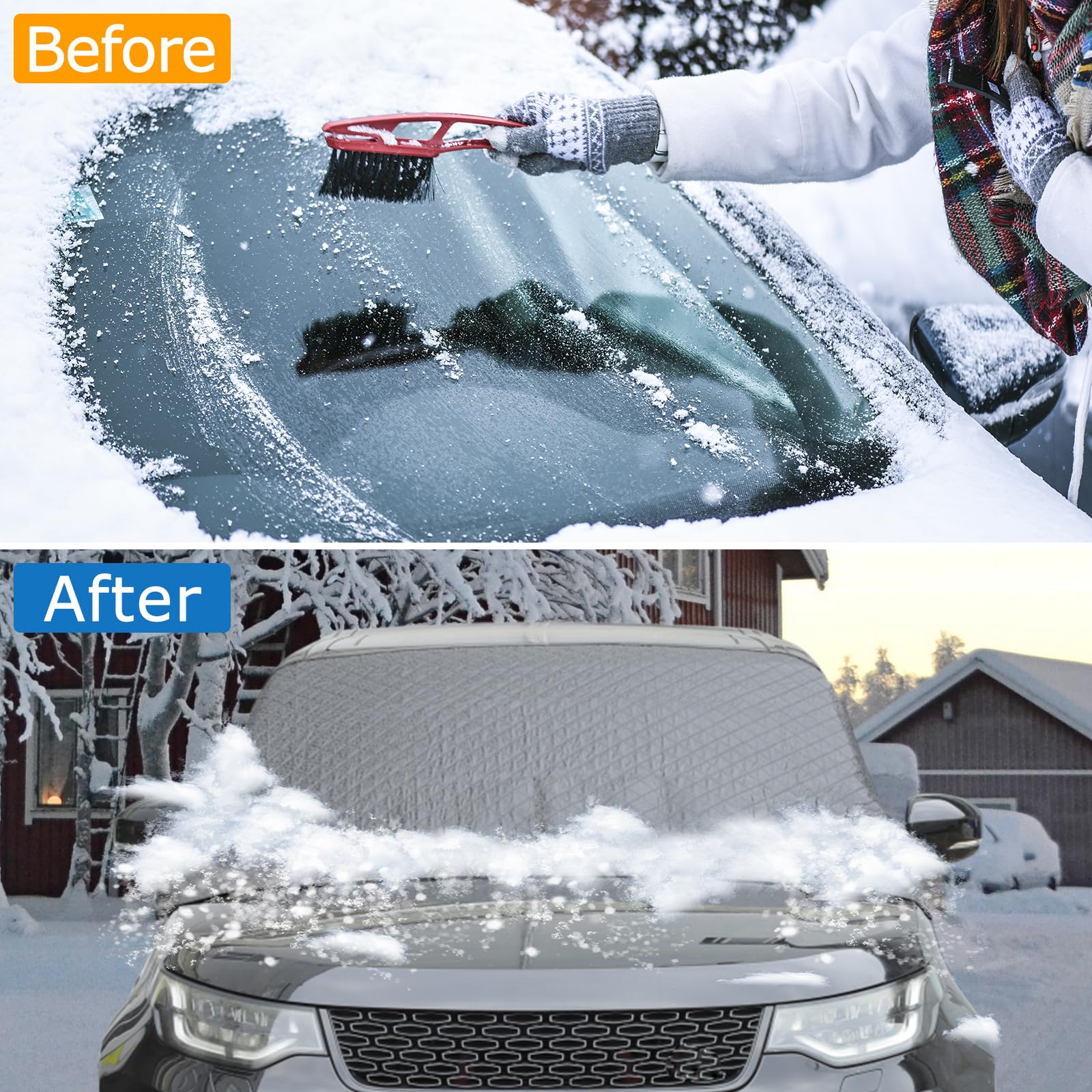 Copertura per parabrezza auto compatibile con Kia Soul 2010-2023 2024 2025+, copertura per parabrezza per ghiaccio e neve, protezione a 4 strati per neve, ghiaccio, UV, tergicristallo e protezione per