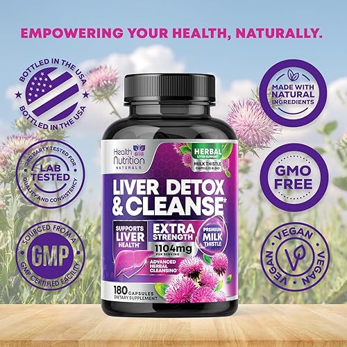 Miniatura 4 de Fórmula suave de desintoxicación y reparación de limpieza hepática - Suplemento avanzado de apoyo hepático con cardo mariano de silimarina, raíz de