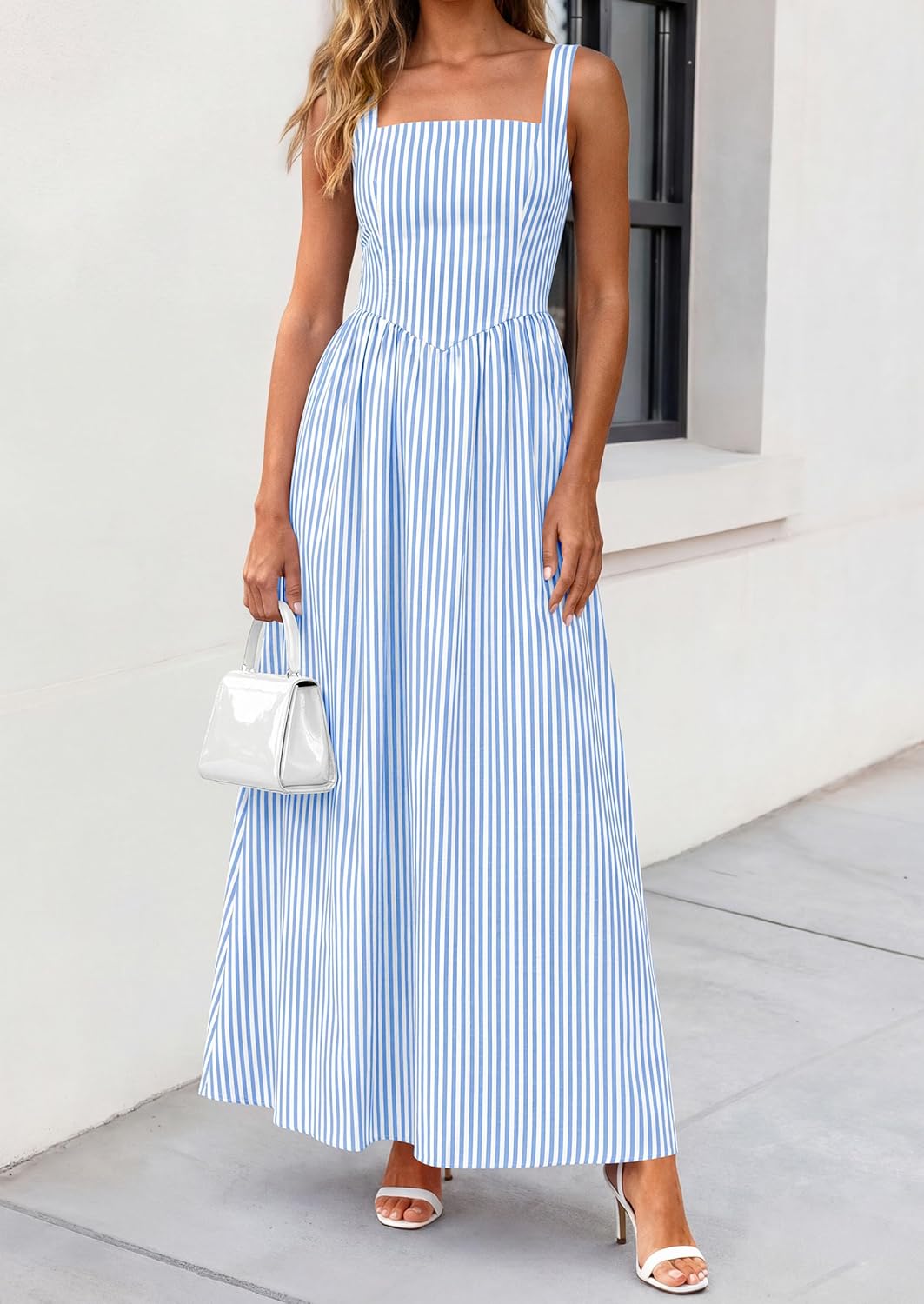PRETTYGARDEN Women's Maxi Dress Summer Striped Sundress 2026 Spring Smocked A Line Long Flowy Beach Vacation Party Dresses