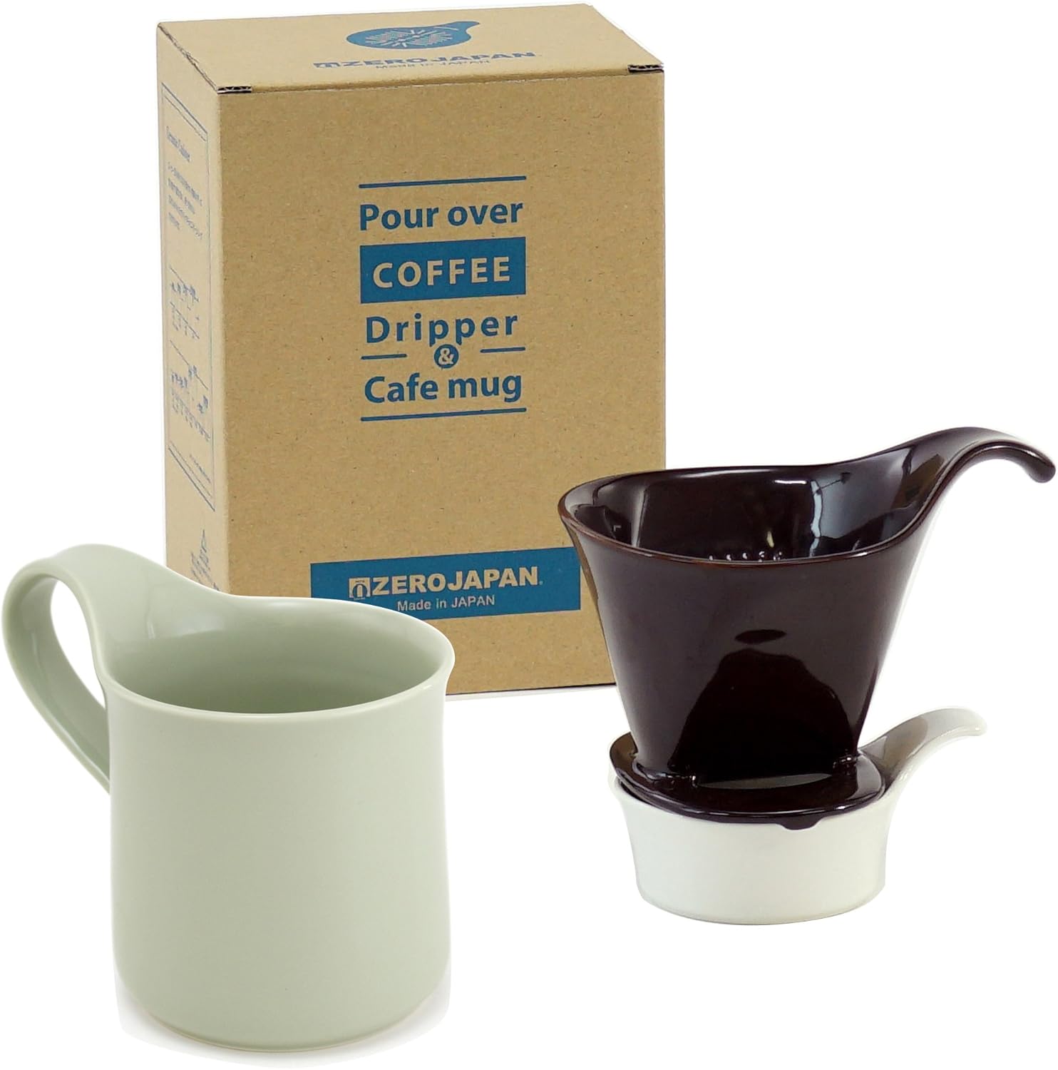 ZEROJAPAN DMZ-16 CBR/BK Coffee Dripper Gift Set, L & Cafe Mug (with Tray), Black
