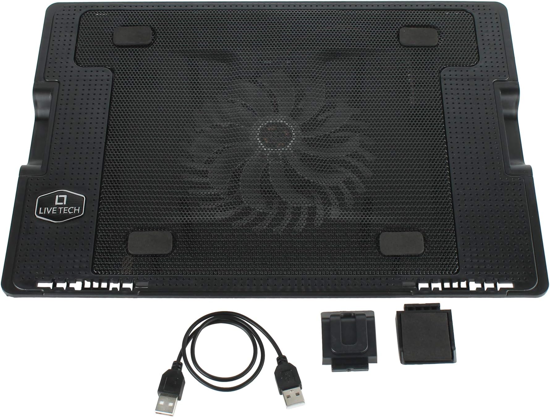 Live Tech CP02 Cooling pad Suitable for All Laptops/Notebook with Multi Viewing Angle & Extra USB (Black)