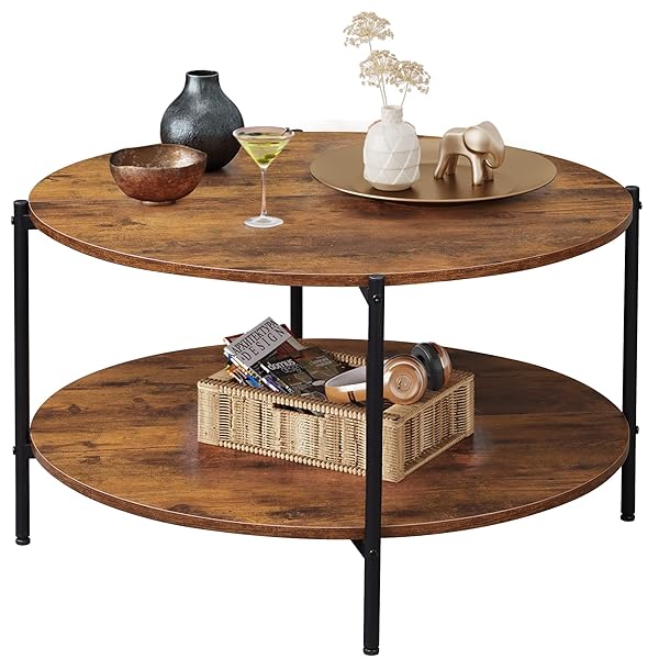 Gorgeous Living Room Coffee Table Ideas That Pull the Space Together 53 Rustic Brown Round Two-Tier Table