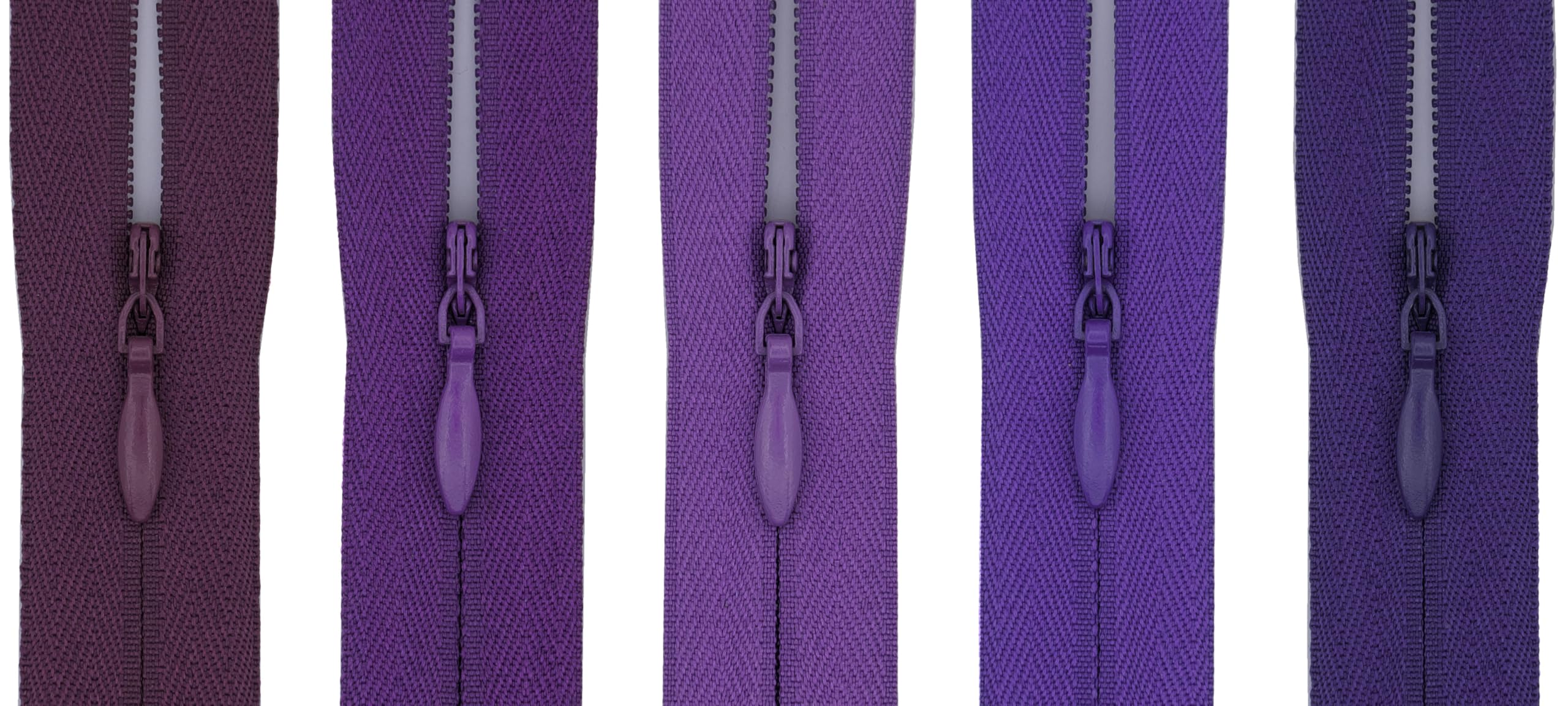 #3 Invisible Zips, 5 Pack, 20 Inch, Purple