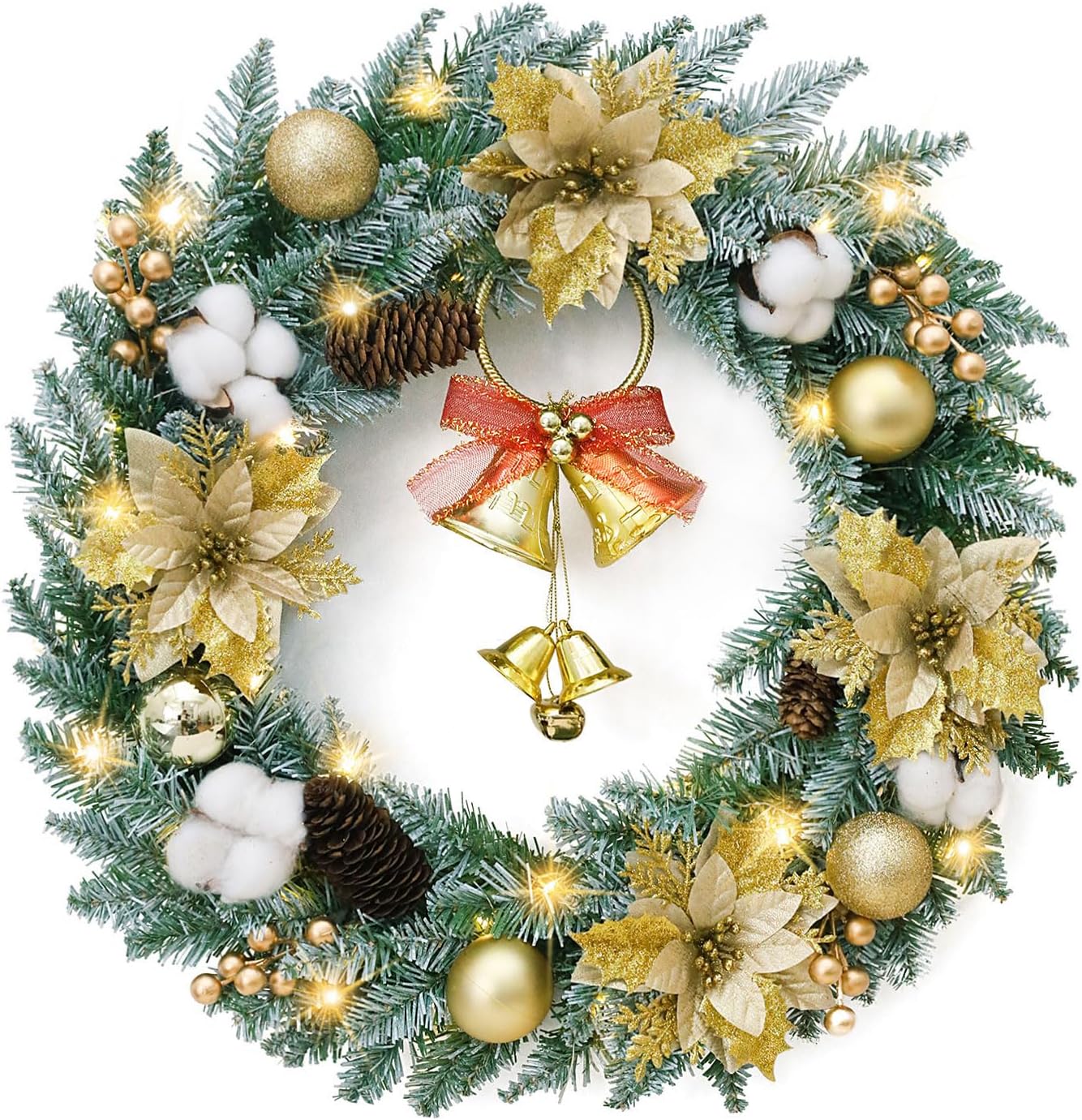 Amazon.com: Veryhome Christmas Wreath with Lights, Christmas Reef for ...