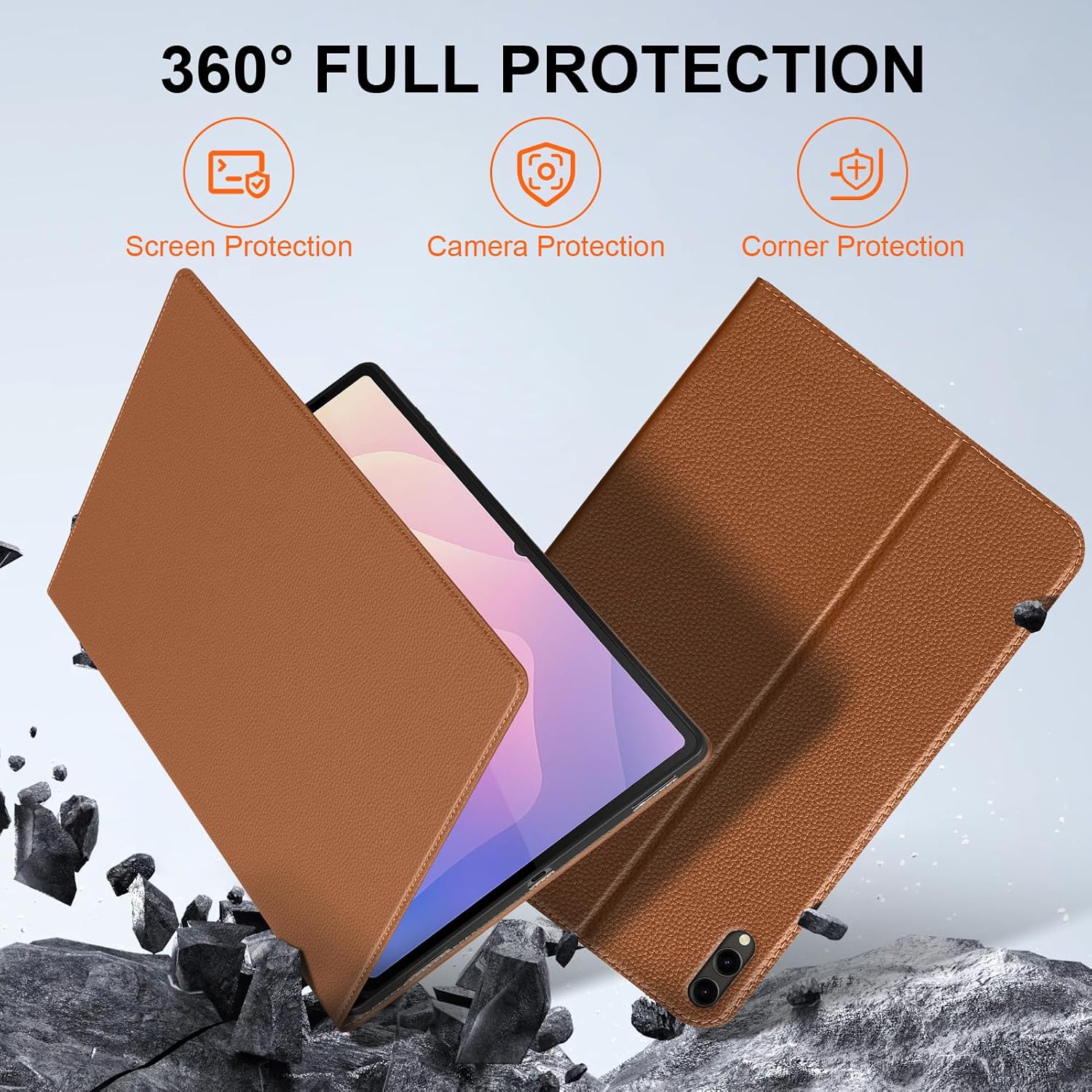 for Samsung Galaxy Tab S11 Ultra 14.6 Inch Case 2025, Slim Protective Cover with S Pen Holder, Auto Wake/Sleep, Adjustable Kickstand, Shockproof Hard Shell - Brown