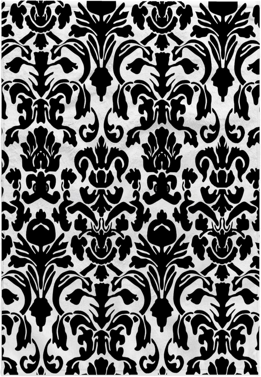 3dRose Black and White Intricate Detailed and Fancy Damask Pattern - Classic Classy Elegant and Stylish 22x30 Bath Hand Pool Towel