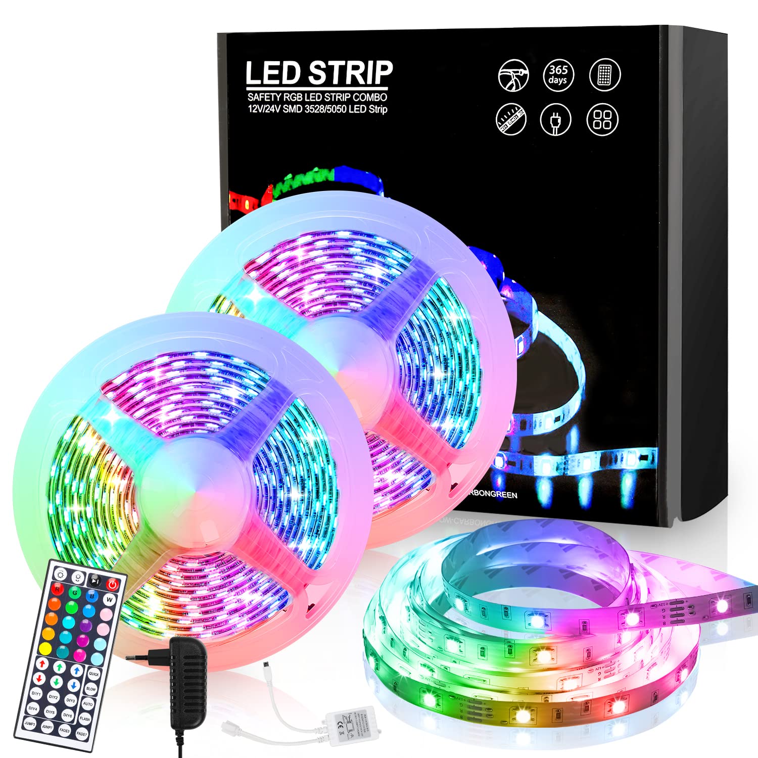 Gimisgu Taśma LED 9 m RGB LED 12 V samoprzylepna taśma LED 5050 SMD elastyczna taśma LED z 44 przyciskami, pilot zdalnego sterowania, do pokoju, kuchni, na imprezę (4 + 5 m)
