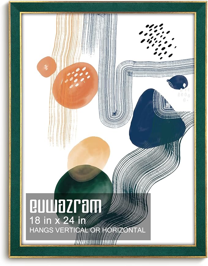 euwazram Suede 18x24 Frame - Single Frame, Christmas Elegant Green 18 x 24 Poster Frame, 18x24 Picture Frame for Artwork Puzzles Photos and Movie Posters