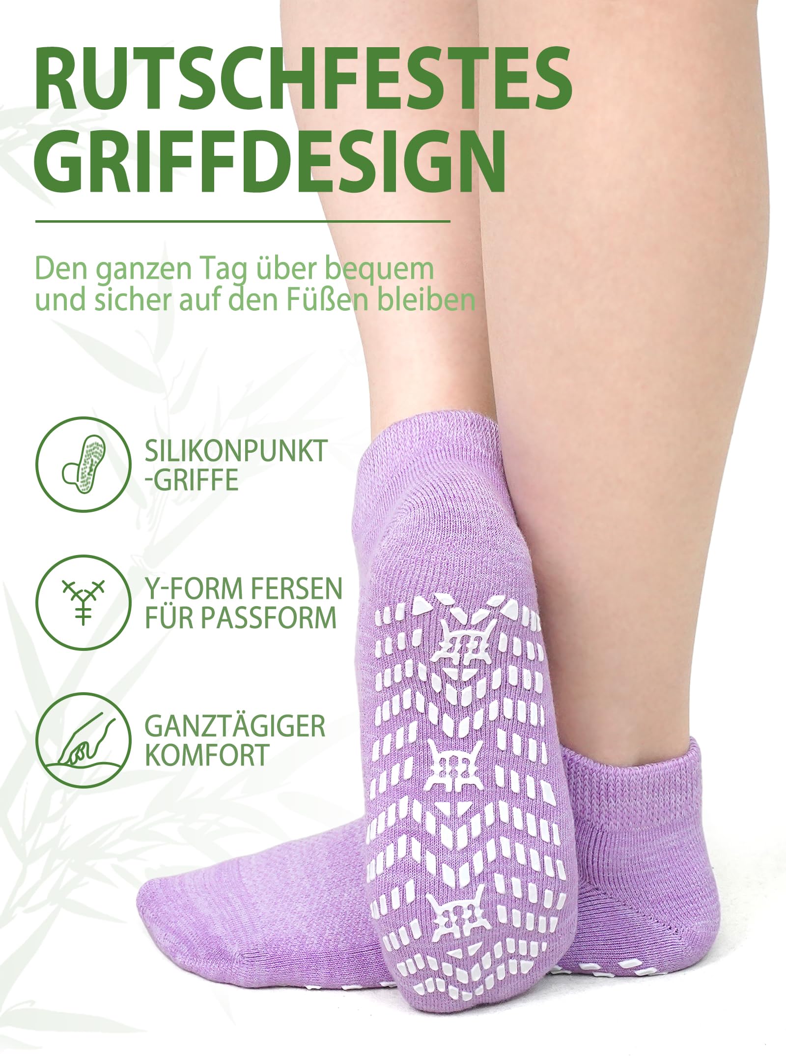 Diabetiker Socken Herren und Damen: Bambus Diabetikersocken Atmungsaktiv ohne Gummi & Naht – Kurze Stoppersocken mit ABS Noppen für Senioren Schwangere Geschwollene Füße und Alltag