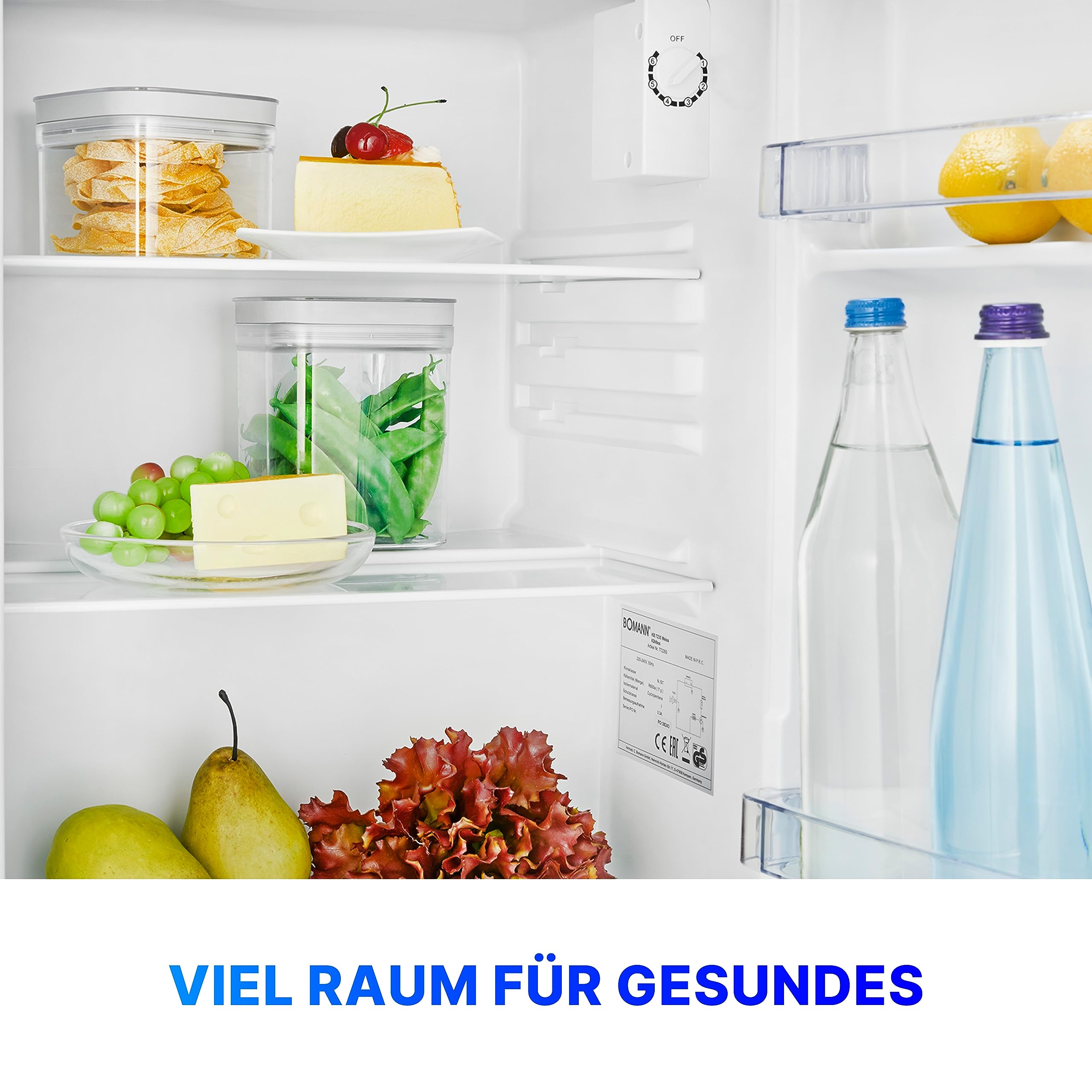 Bomann KB 7347 Mini Kühlschrank 58 Liter weiß mit 2 Glasablagen Temperaturregelung