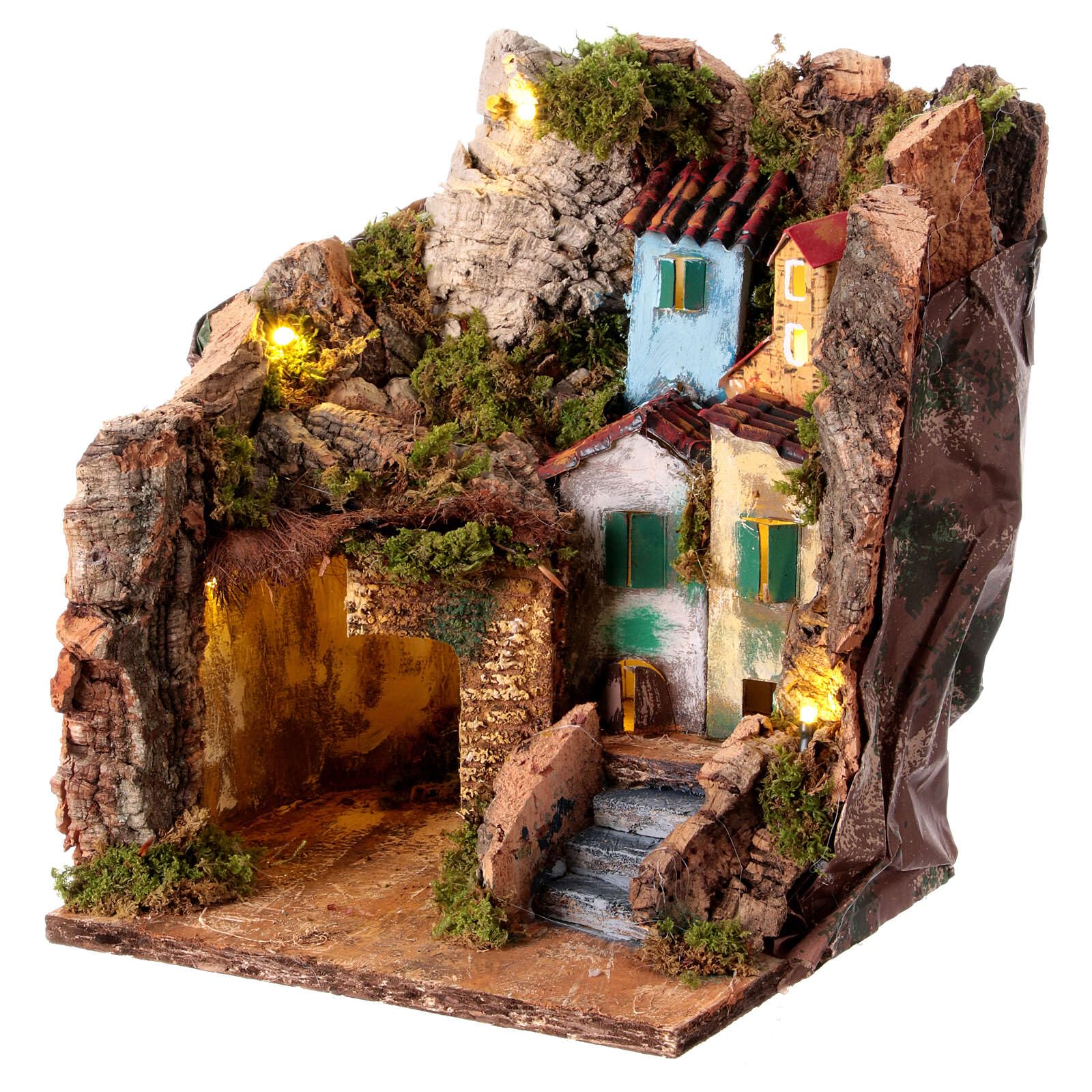 Holyart Crèche Napolitaine: Décor crèche napolitaine Quatre Maisons escalier 6-8 cm 25x20x20 cm