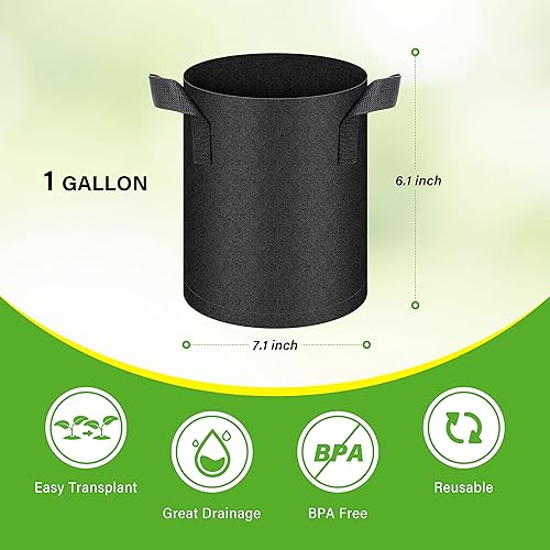 Vista 50 de HealSmart Paquete de 12 bolsas de cultivo no tejidas de 2 galones, macetas de tela de aireación con asas, adecuadas para frutas de jardín, verduras