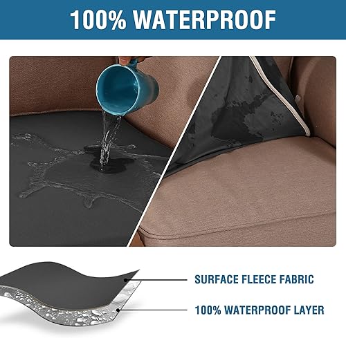 Miniatura 4 de H.VERSAILTEX Fundas para silla de sala de estar, fundas de cojín elásticas para sofá, fundas de cojín impermeables con tela de vellón doble grueso