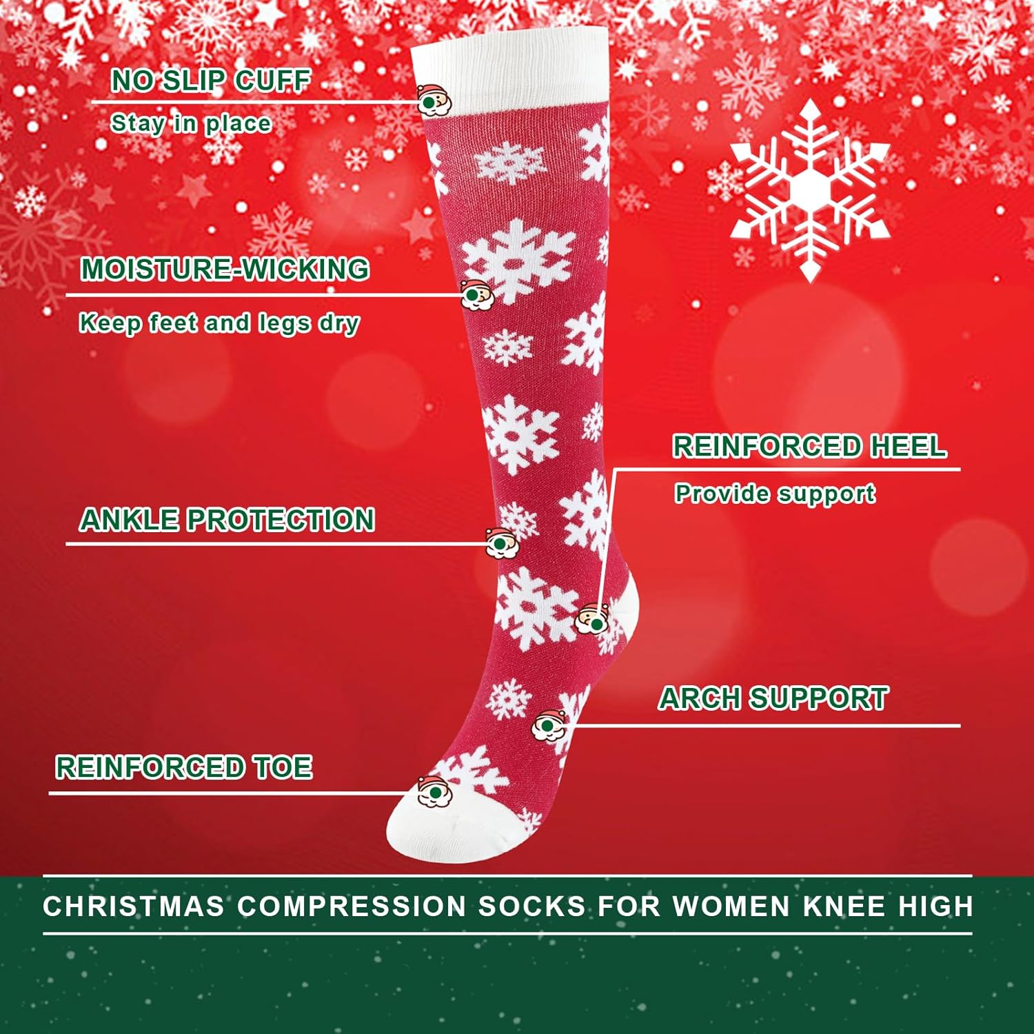 Junely Compression Socks for Women Knee High Stockings for Running Athletic Nurses Work Support Travel Flight Sports Gifts - Image 7