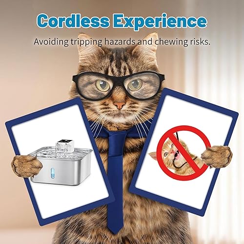 Miniatura 7 de LIFFY Fuente de agua inalámbrica para perros, fuente de acero inoxidable de gran capacidad de 7 L236 onzas, cuenco de agua silencioso para mascotas