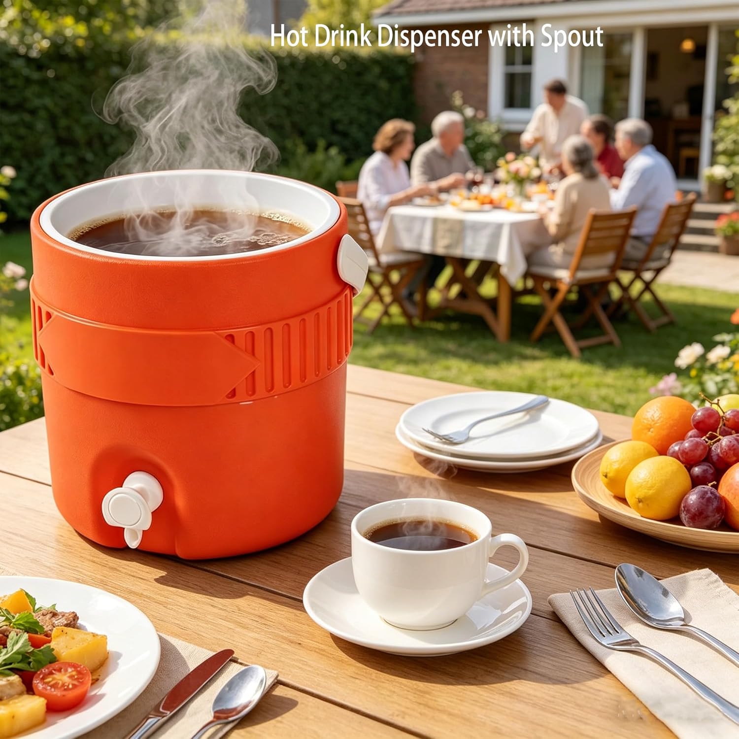 1 Gallon Portable Sports Cooler Water Drink Beverage Dispenser, Insulated Cooler Water Drink Dispenser with Spout Handle, Water Jug Cooler Dispenser for Outdoor Activities Fishing Camping (Orange)