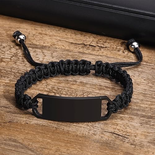 Miniatura 4 de XUANPAI Pulsera de alerta médica para mujeres, hecha a mano, ajustable, de cuerda trenzada para hombrespulsera de identificación médica para hombres