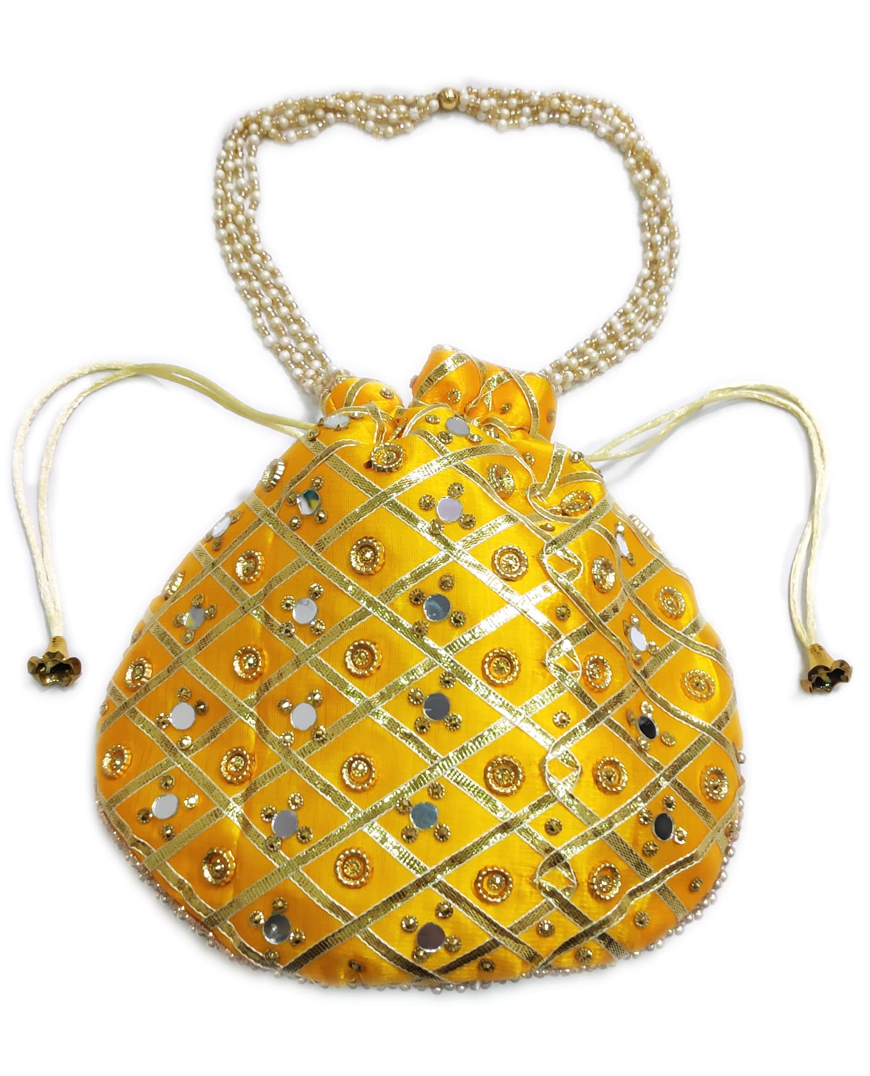 CRAFTY WHEELSFancy Potli Pouch, Clutch For Women's Ethnic Wear, Batwa Bag With Handle For Gift Packing/Accessories/Bridal Wear/Fancy Purse-image-1