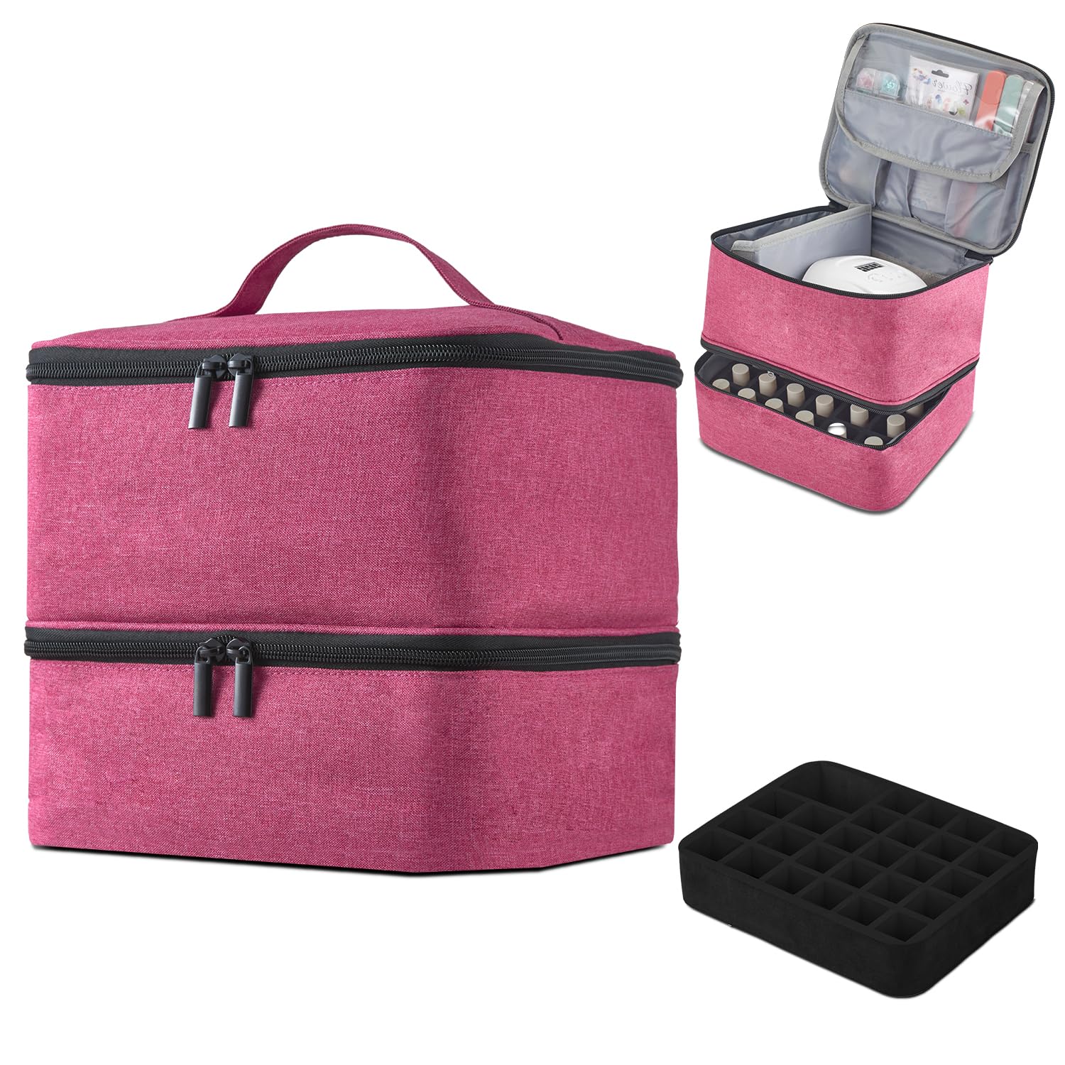 Buruis Double-Layer Nail Polish Organizer Bag Holds 27 Bottles 15ML 0 5 FL OZ or Larger Nail Tools