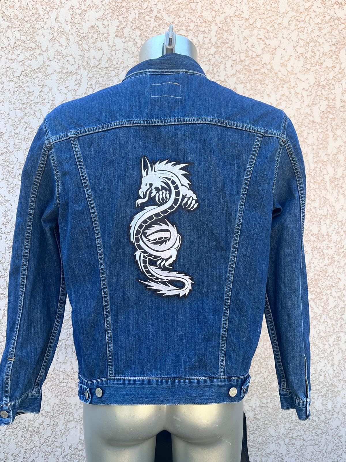 Patch Brodé Dragon Thermocollant Et à Coudre - 24x20cm, Rouge Foncé, Pour Vêtements, Sacs, DIY