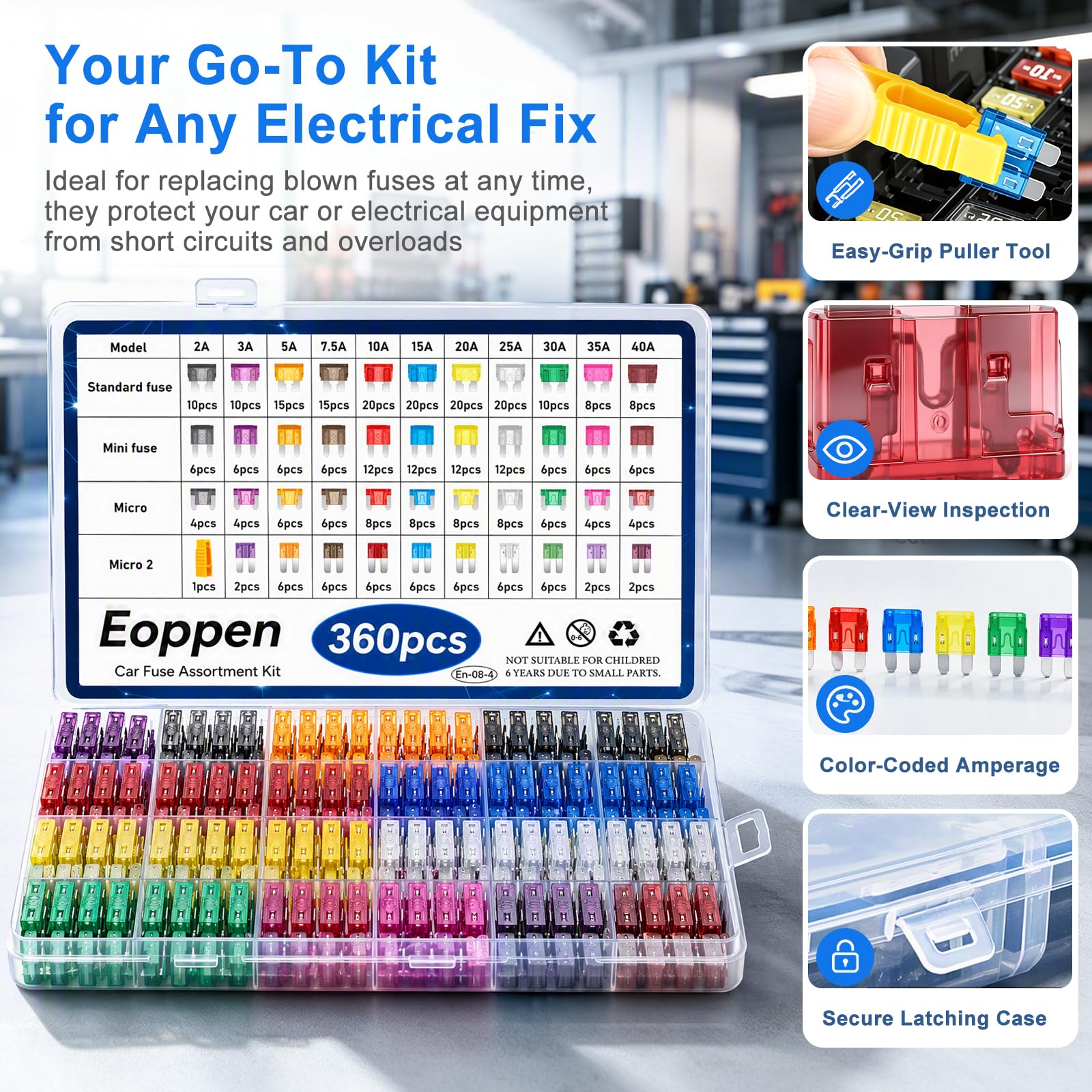 Car Fuse Kit - 360 Pcs Assortment with Puller -2