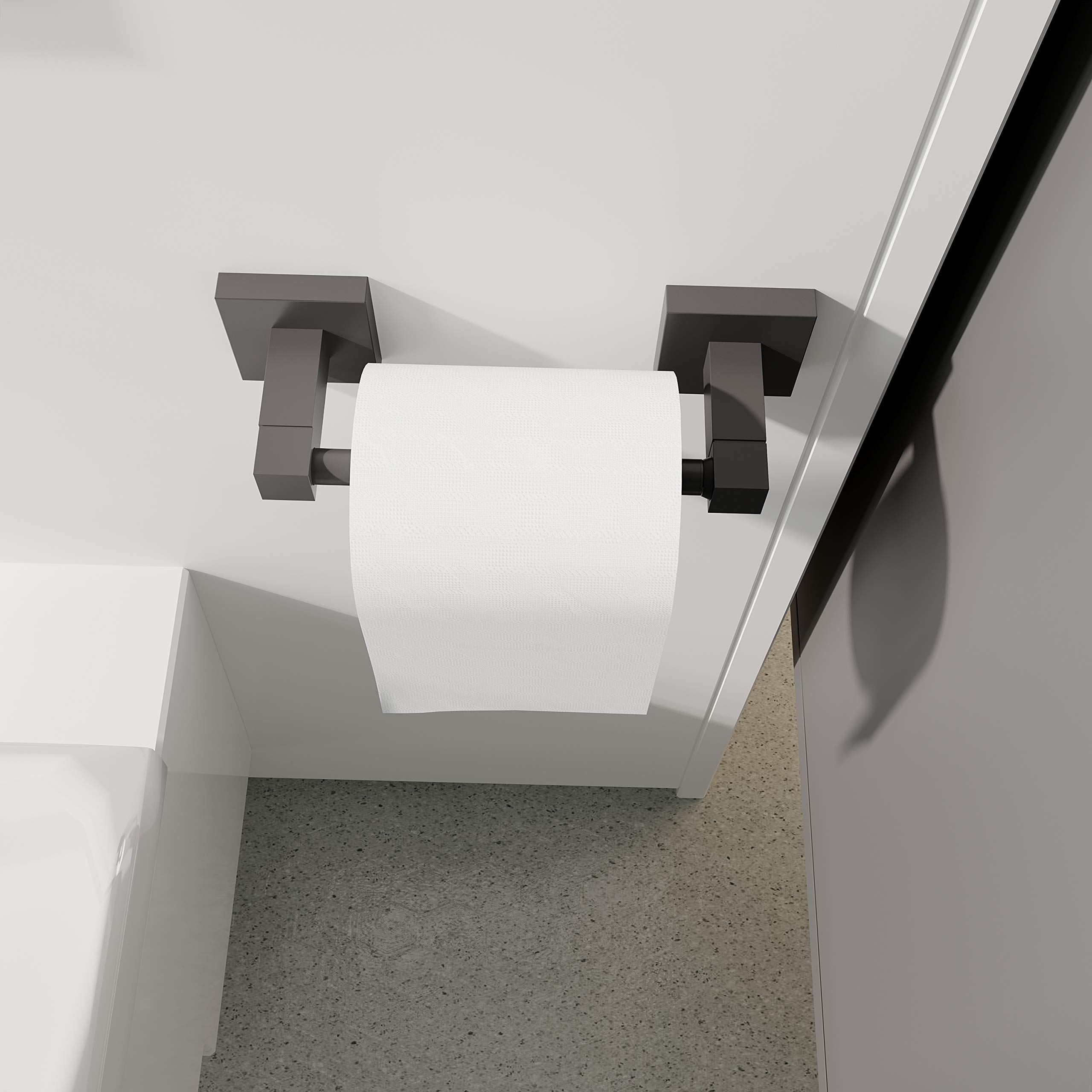 Toilet Paper Roll Holder Ruacq Toilet Paper Holder Matte Black Double Post Pivoting Square Tissue Holders Unbranded Wall Mounted Toilet Paper Holders & Storage