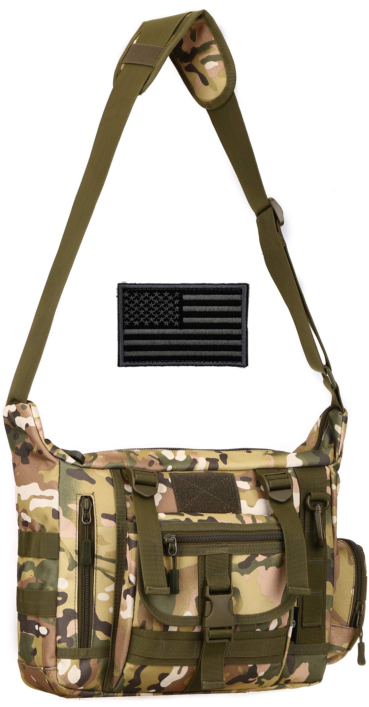 Protector Plus Tactical Messenger Bag Men Military MOLLE Sling Shoulder Pack (Patch Included) | Military, MOLLE, Sling, Patch Included