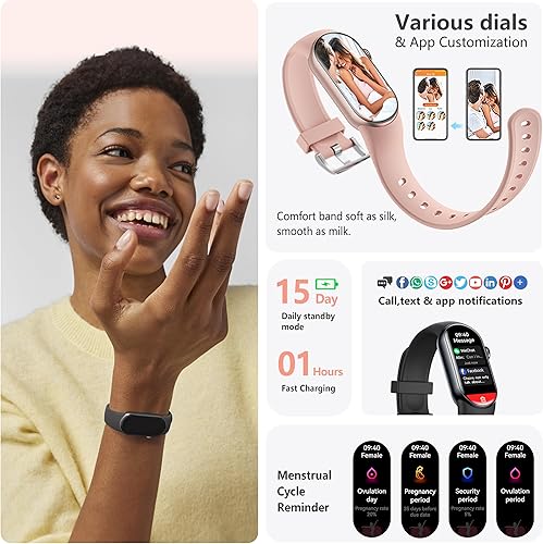 Miniatura 5 de FITVII Ole - Rastreador de actividad física con monitor de frecuencia cardíaca y presión arterial 247, oxígeno en sangre, contador de calorías,