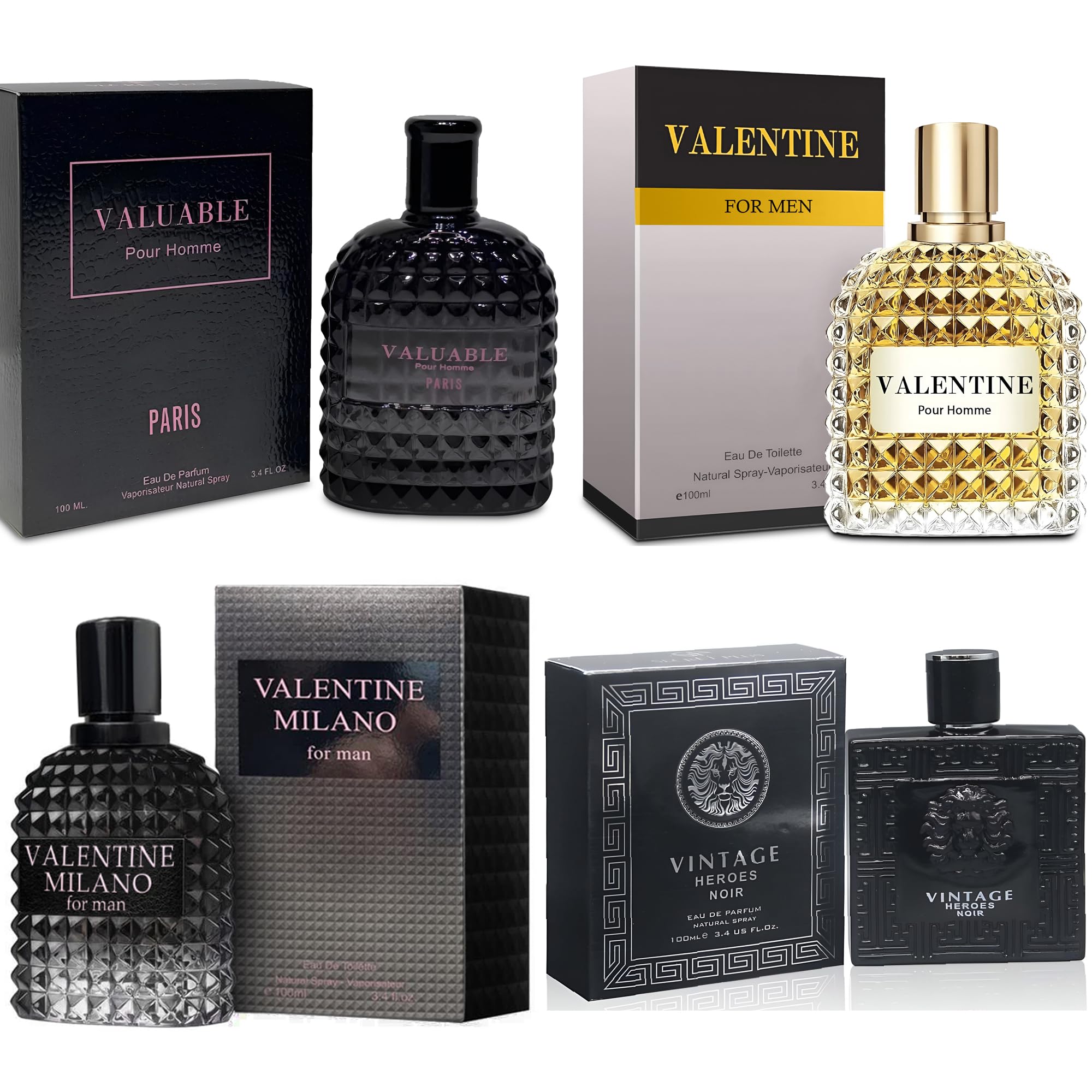 Men's Cologne Gift Set Include Valentine Milano,Valentine,Vintage Heroes Noir & Valuable…