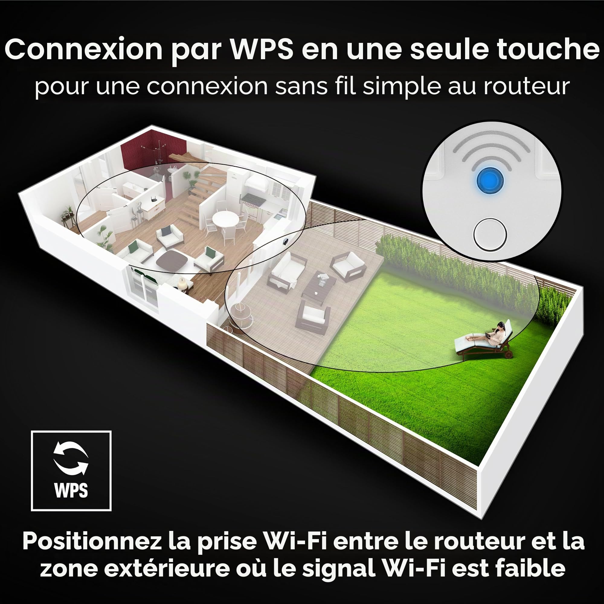 Masterplug BG Double prise électrique étanche extérieure commutée avec répéteur Wi-Fi IP66 13 A